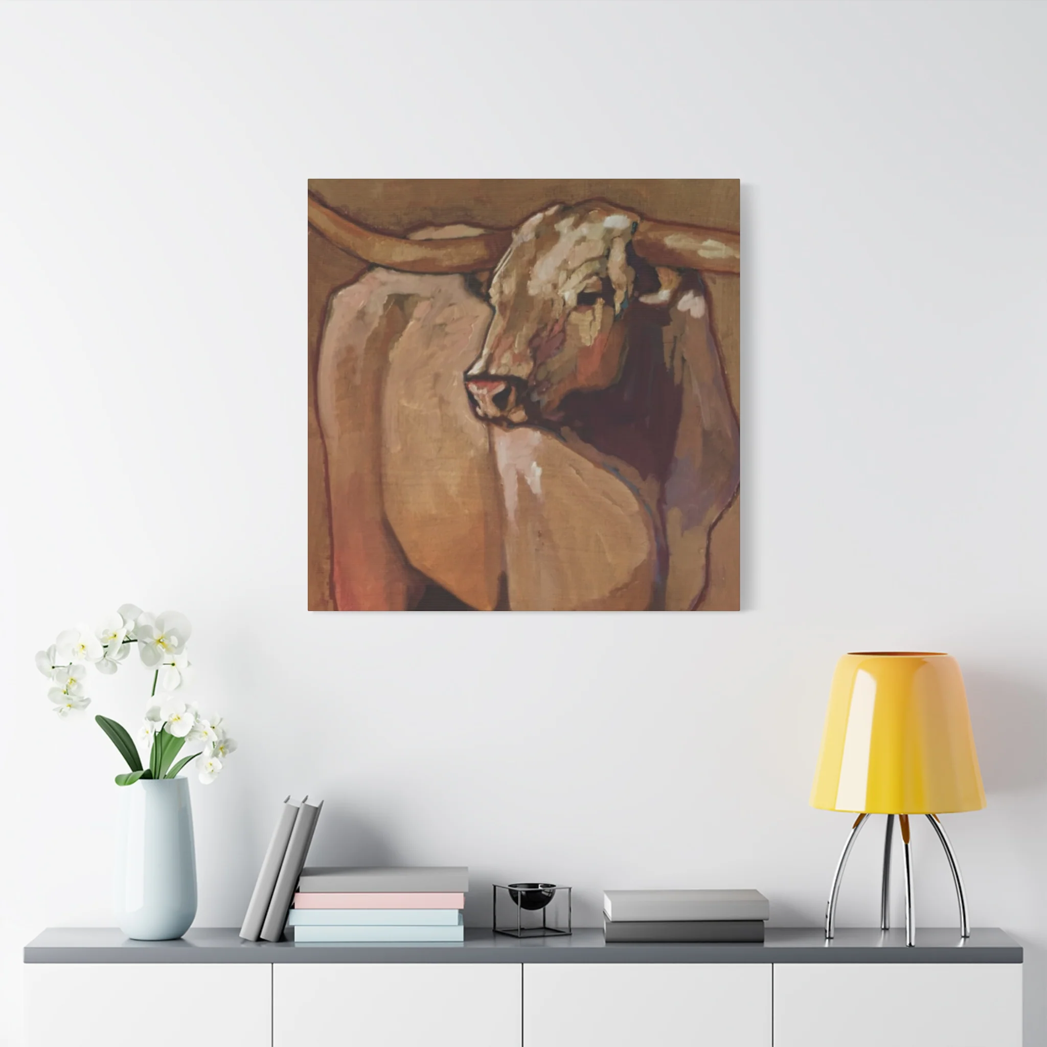 Bull Long Horn Painting Wall Art & Canvas Prints - Image 12
