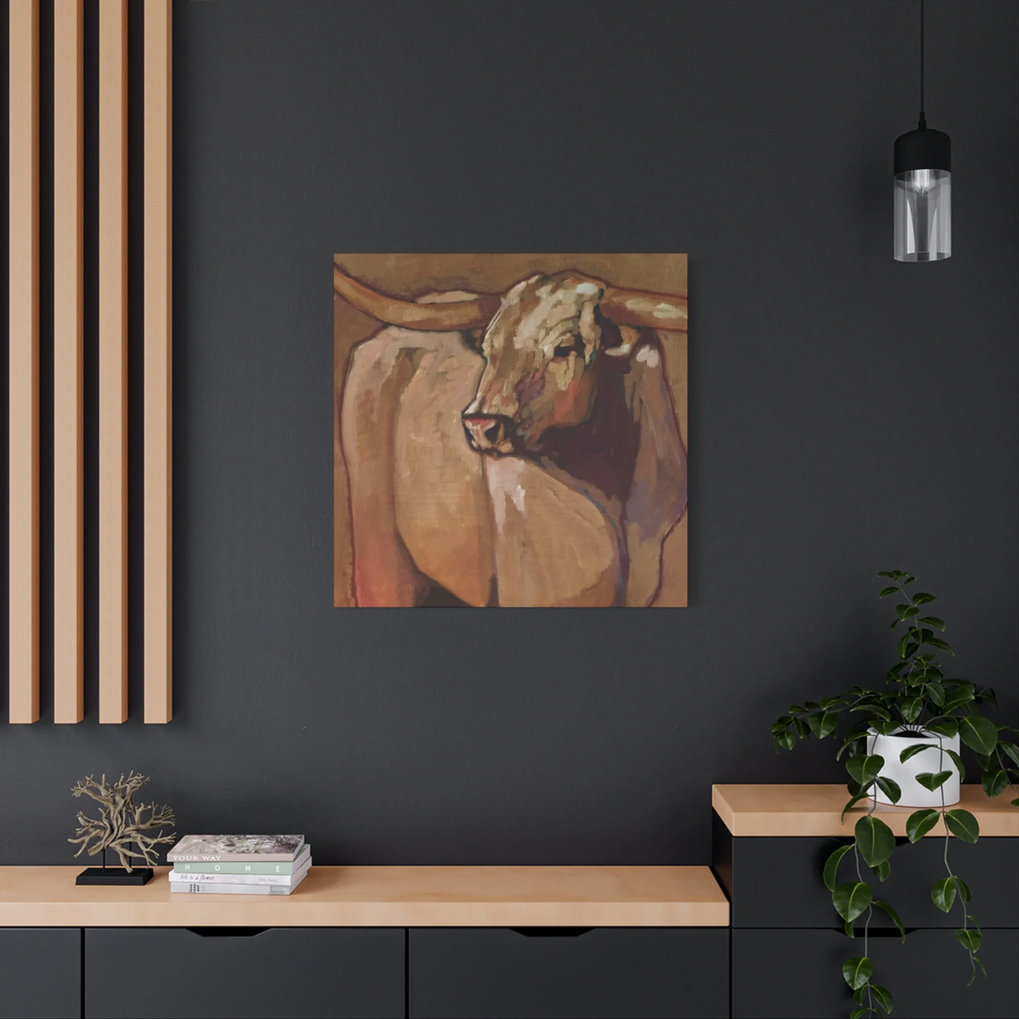 Bull Long Horn Painting Wall Art & Canvas Prints - Image 13