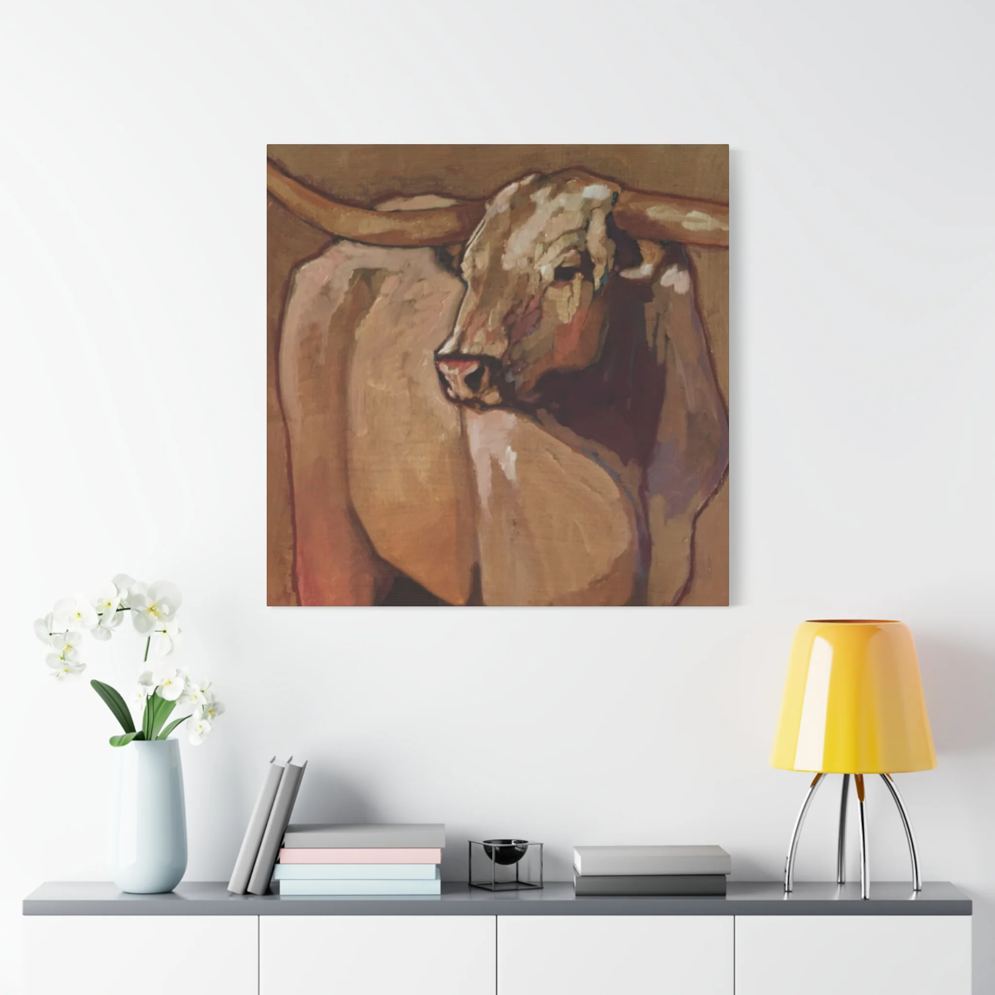 Bull Long Horn Painting Wall Art & Canvas Prints - Image 15