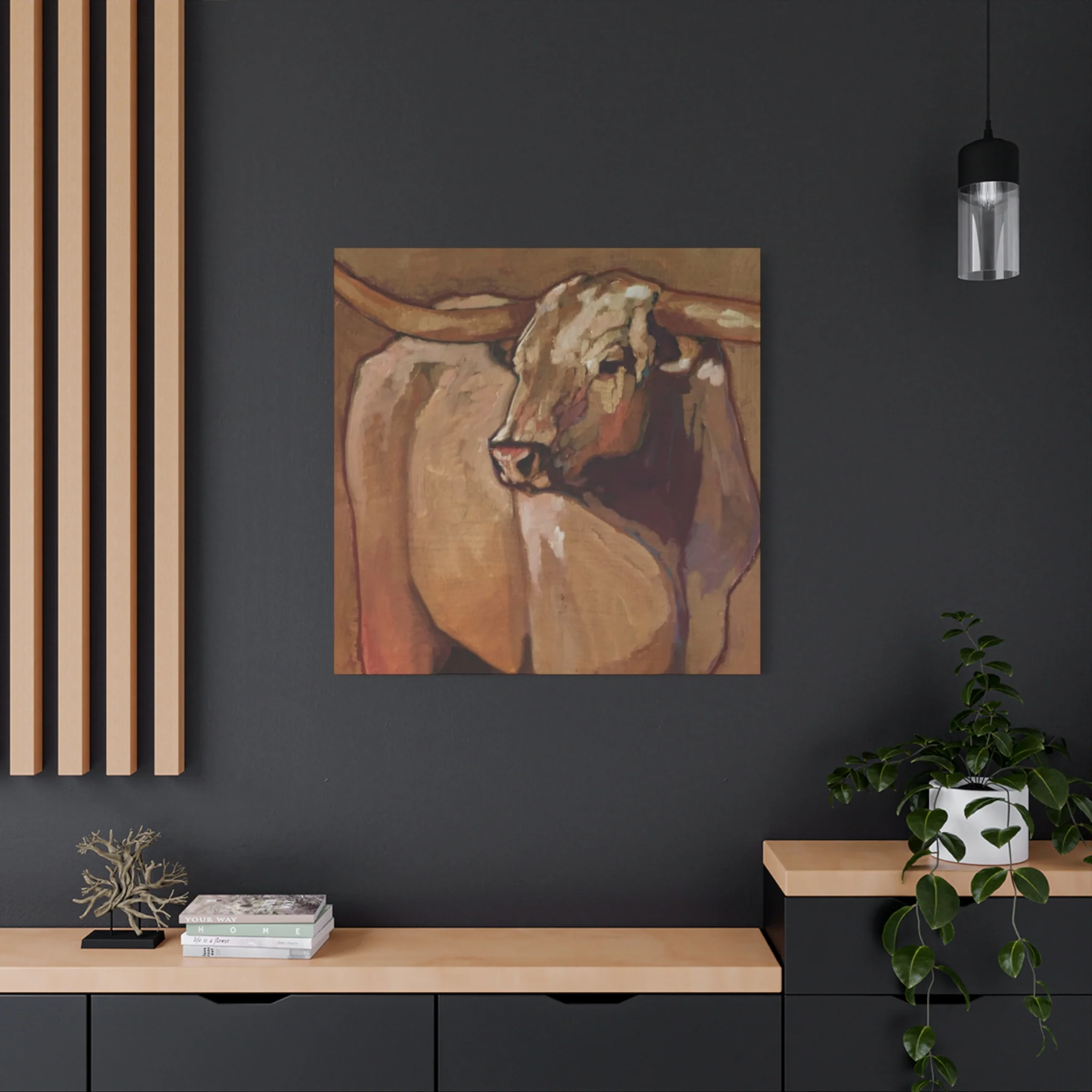Bull Long Horn Painting Wall Art & Canvas Prints - Image 16