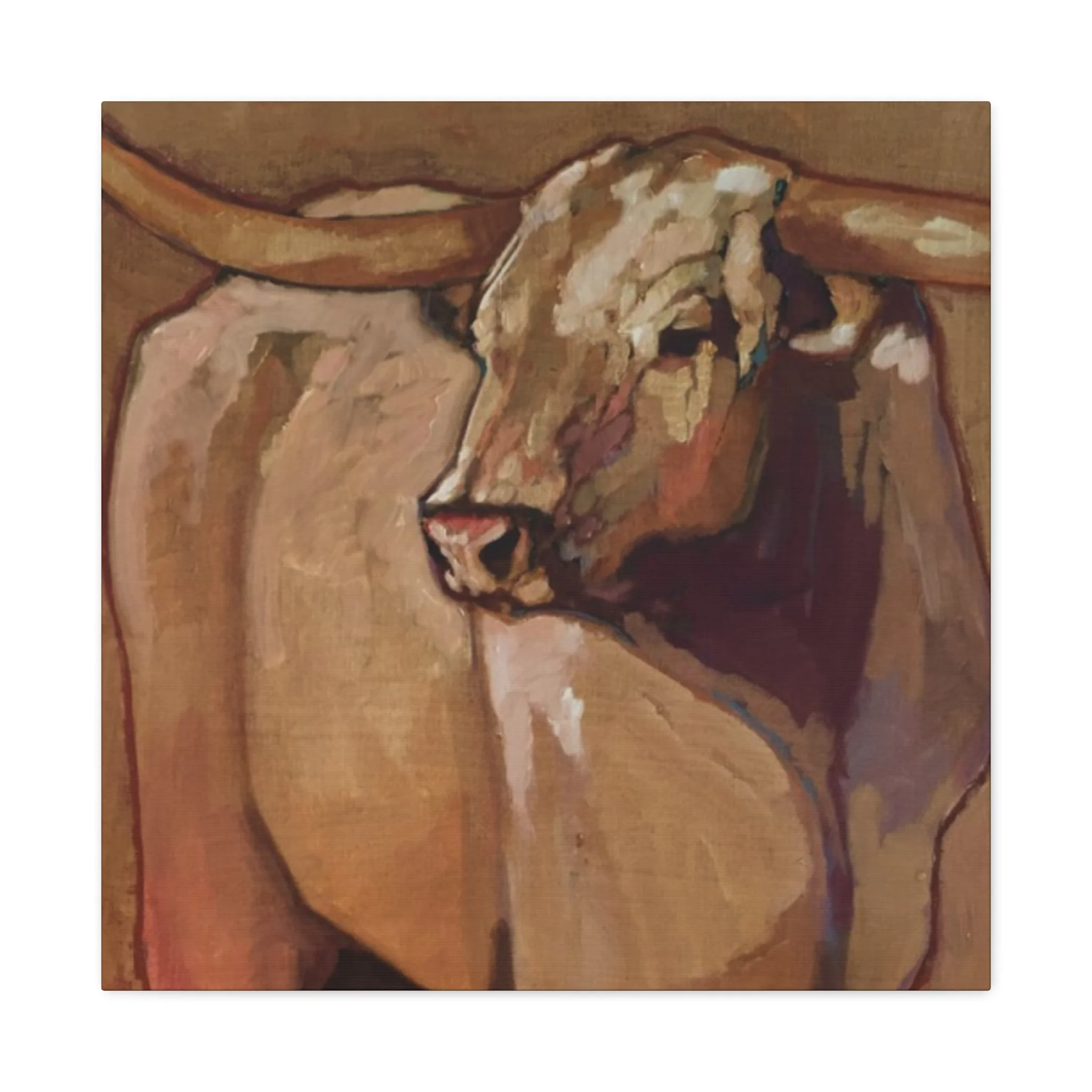 Bull Long Horn Painting Wall Art & Canvas Prints - Image 5