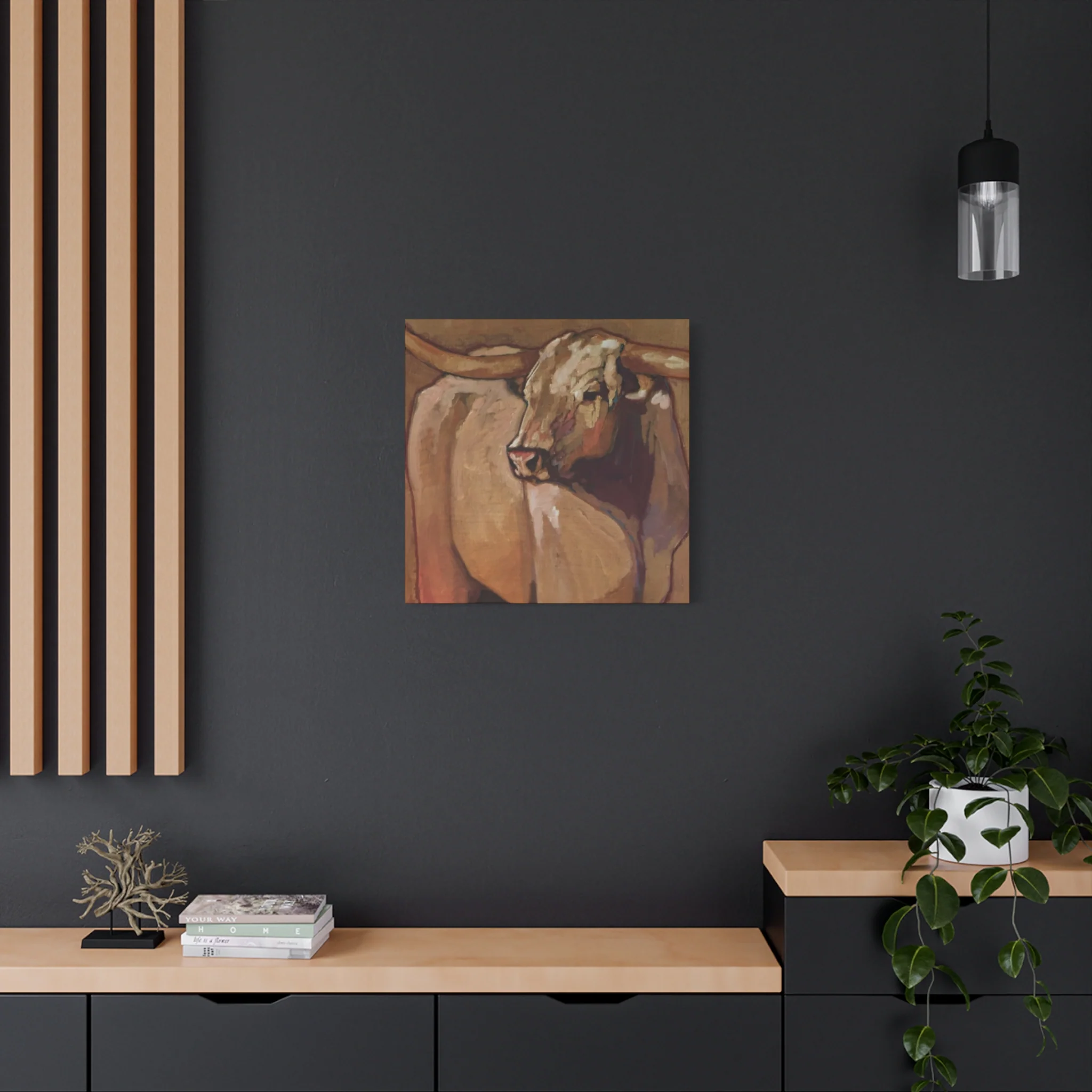 Bull Long Horn Painting Wall Art & Canvas Prints - Image 7