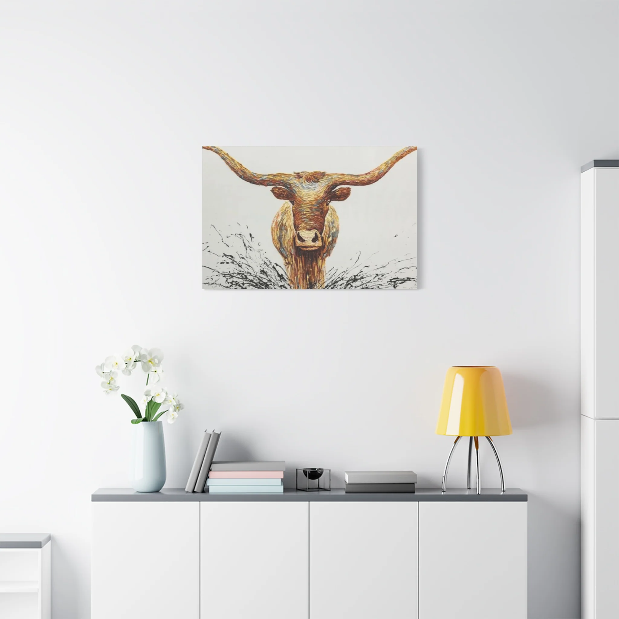 Bull Long Horns Drawing Wall Art & Canvas Prints - Image 12