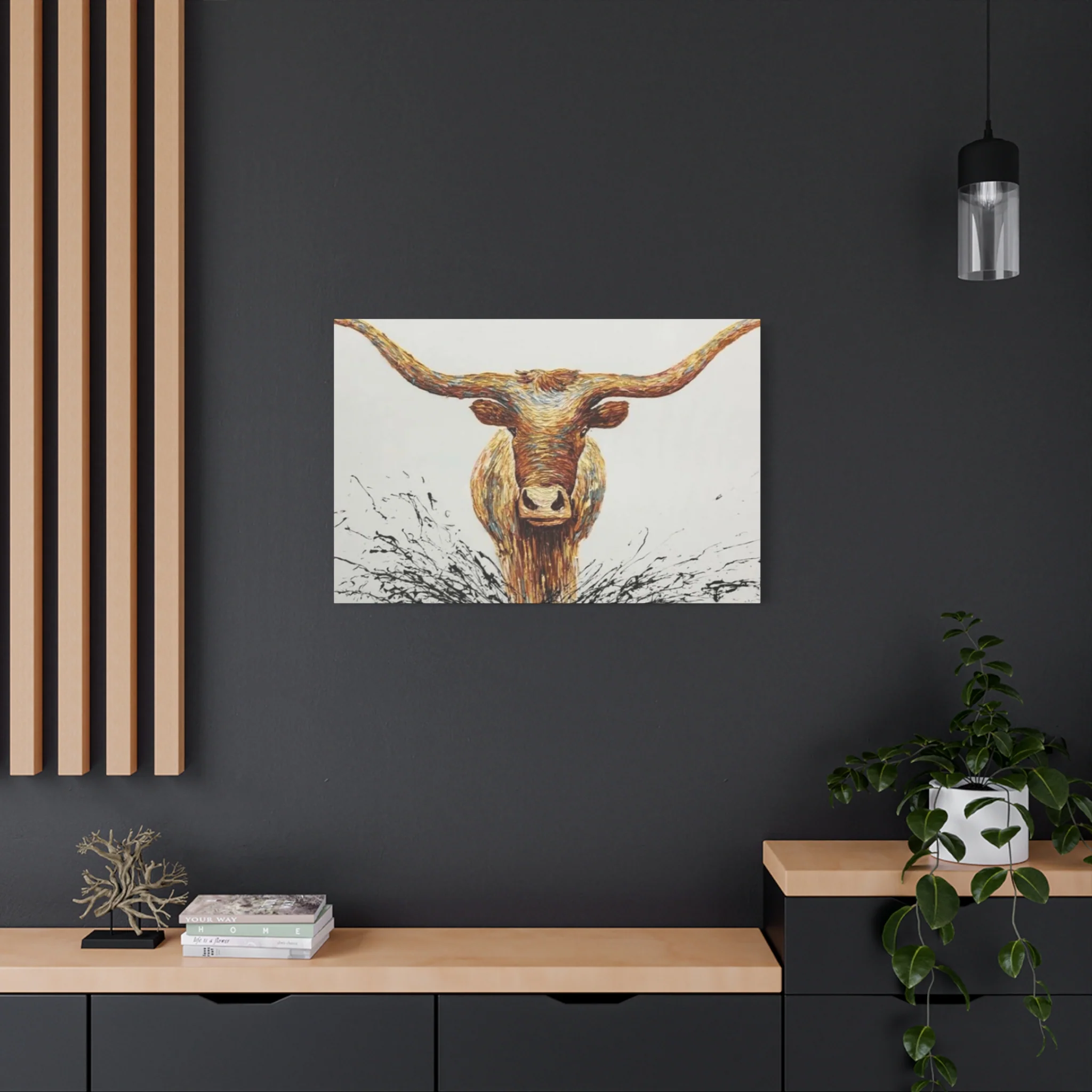 Bull Long Horns Drawing Wall Art & Canvas Prints - Image 13