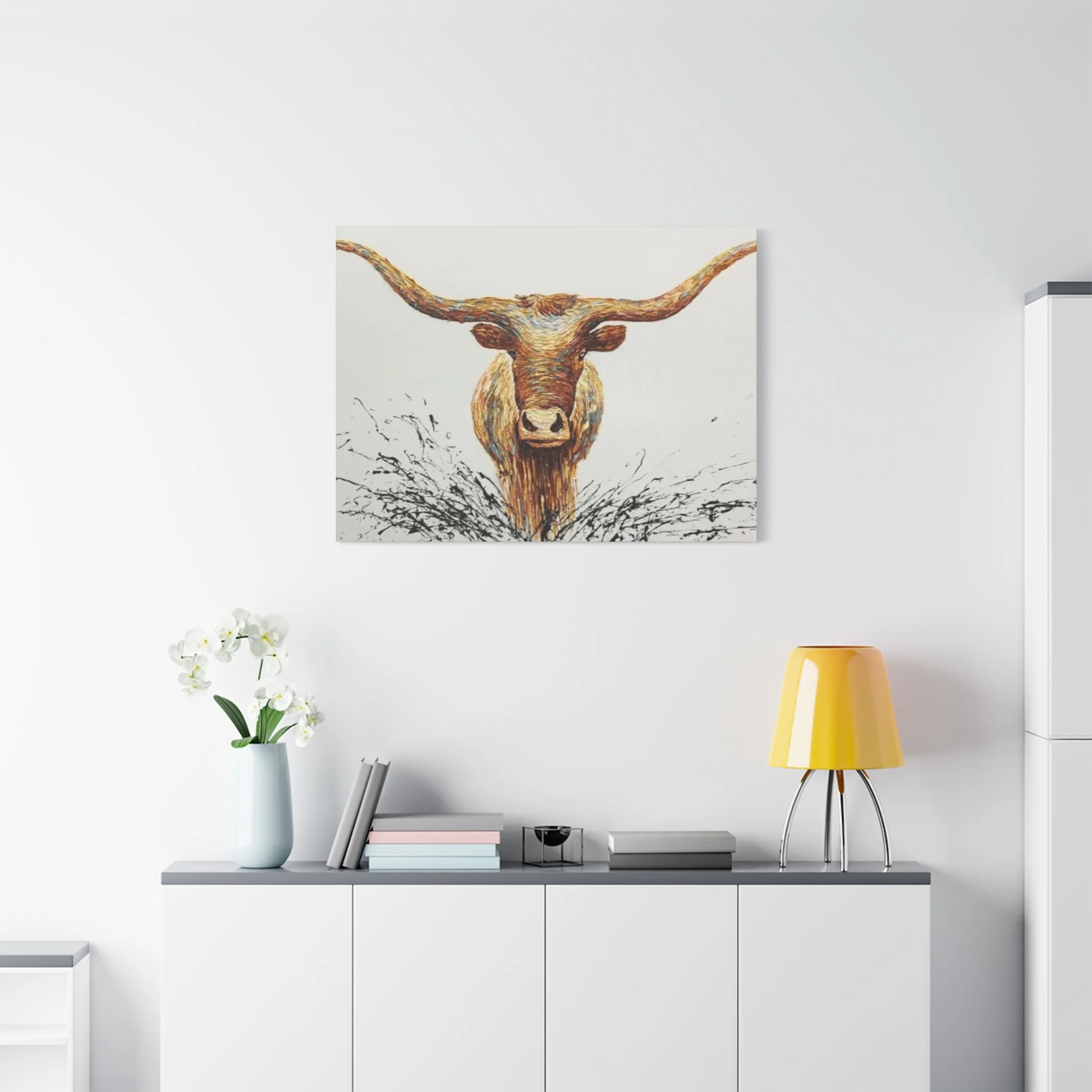 Bull Long Horns Drawing Wall Art & Canvas Prints - Image 15
