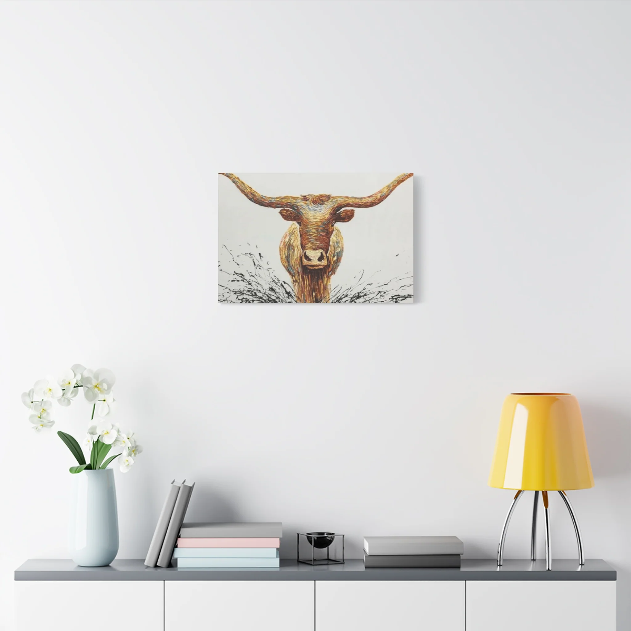 Bull Long Horns Drawing Wall Art & Canvas Prints - Image 6