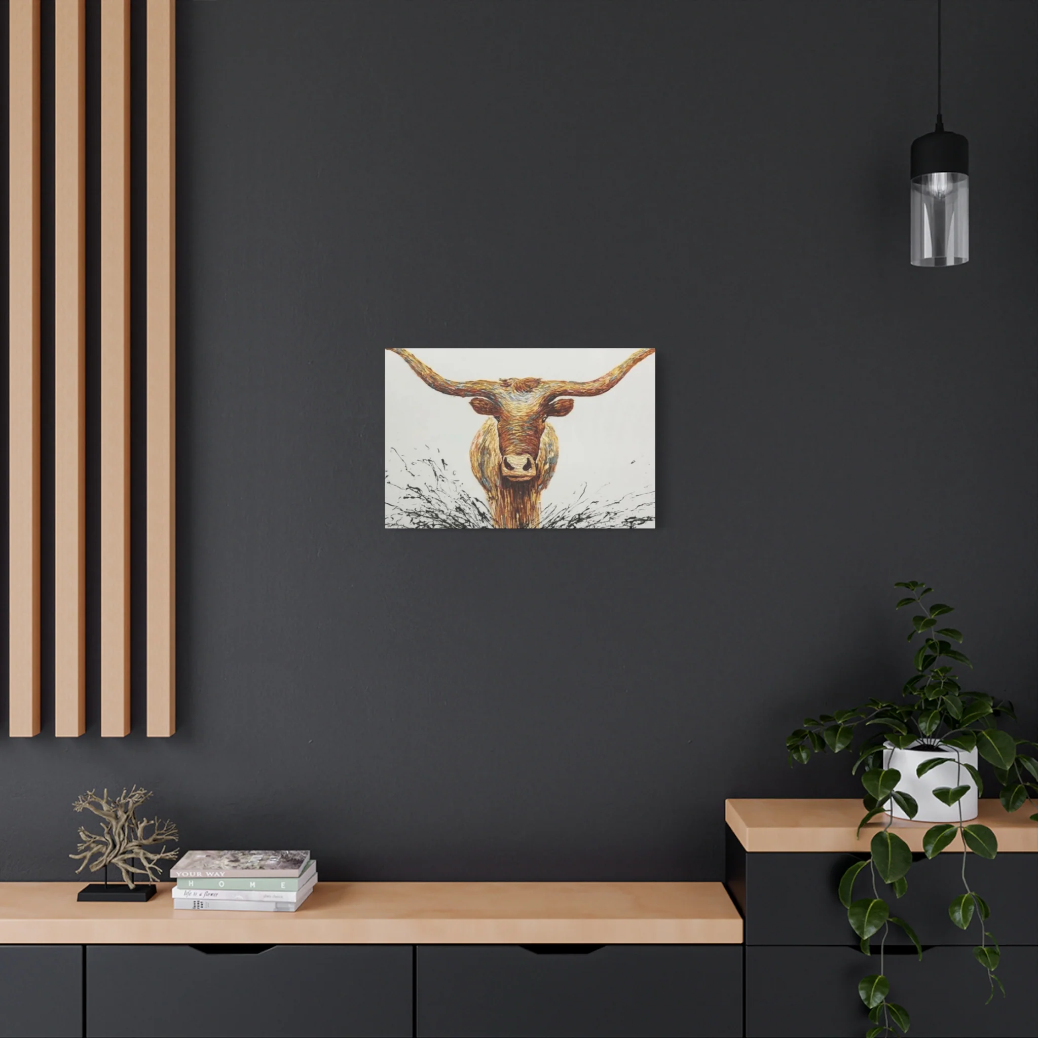 Bull Long Horns Drawing Wall Art & Canvas Prints - Image 7