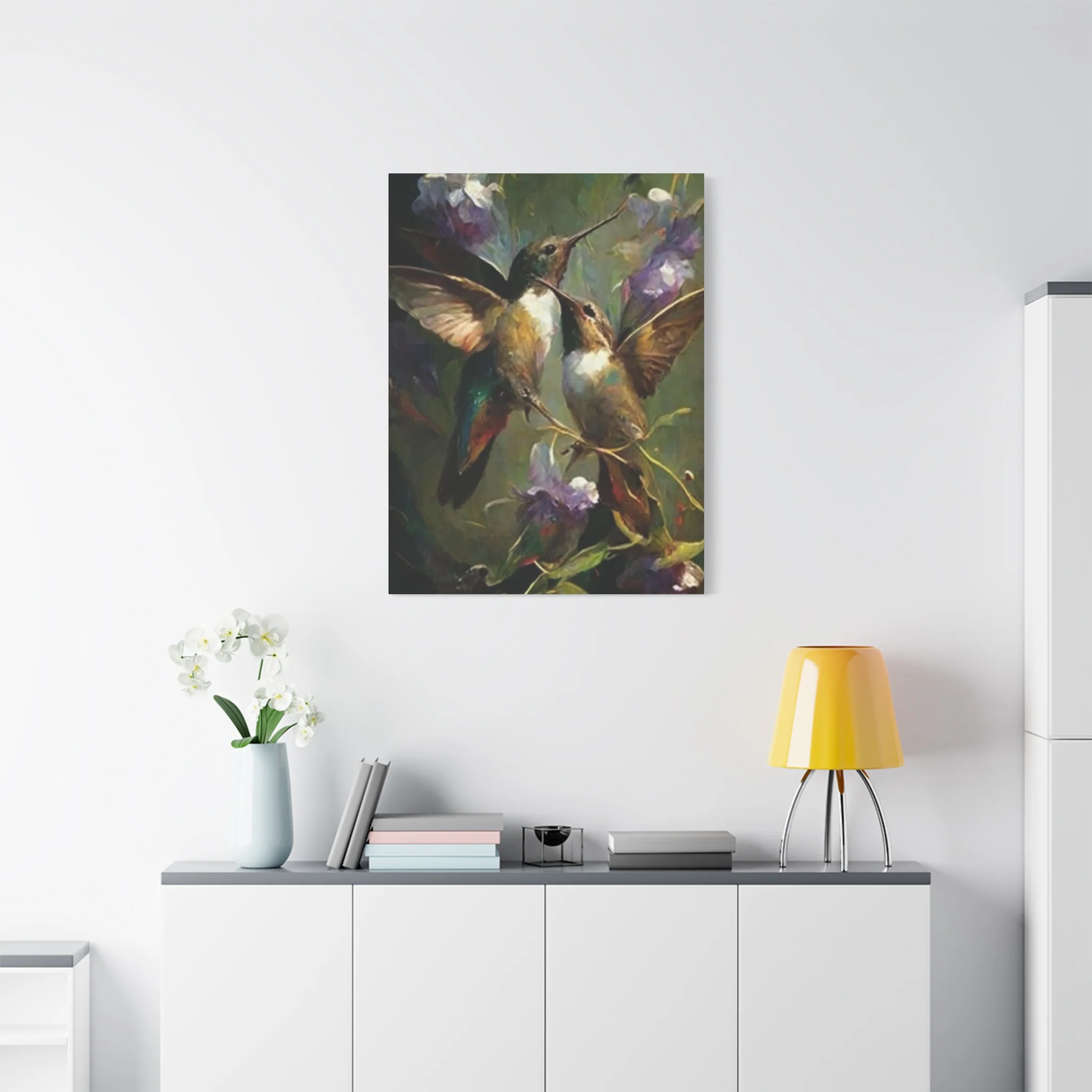 Colorful Humming Bird Couple Painting Wall Art & Canvas Prints - Image 12