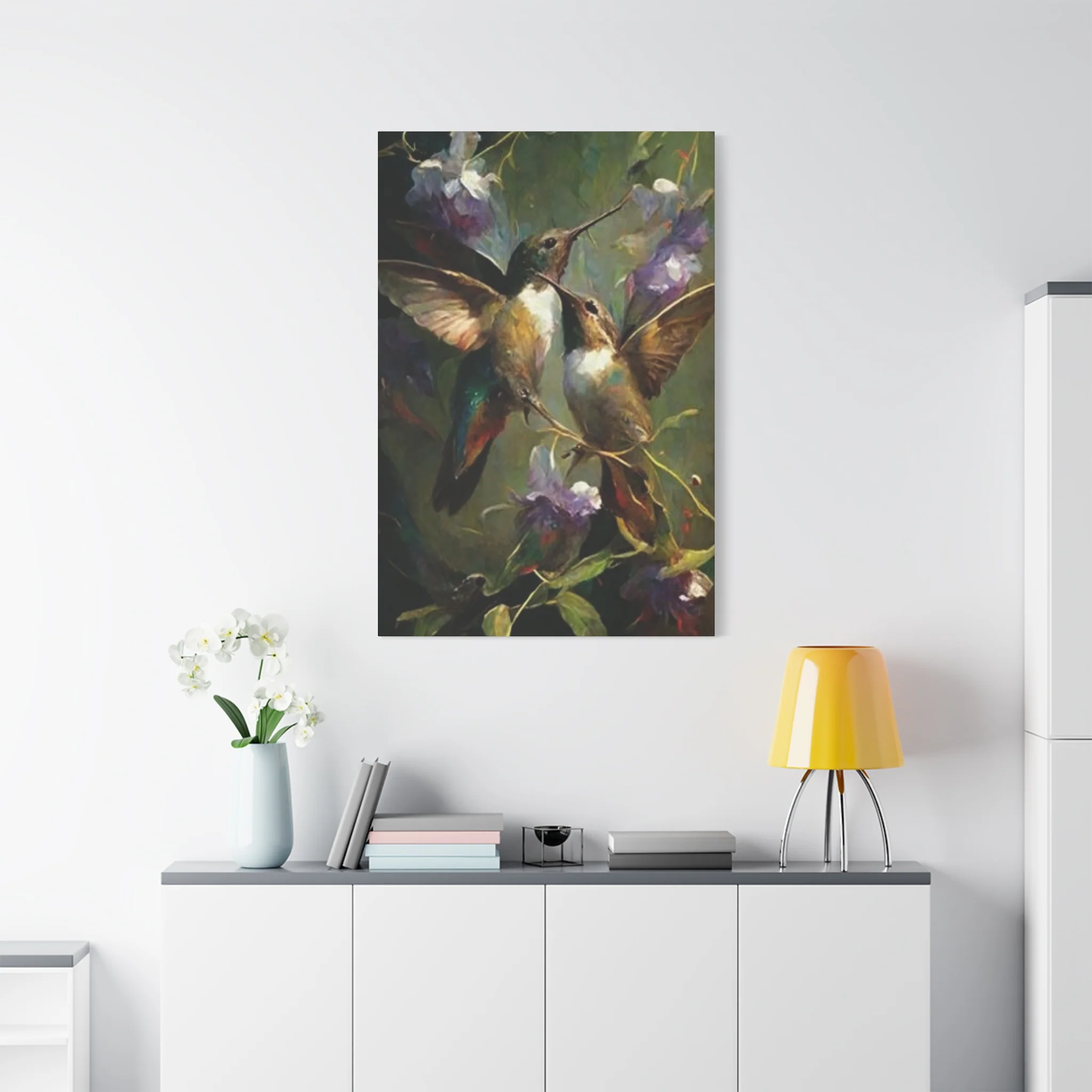 Colorful Humming Bird Couple Painting Wall Art & Canvas Prints - Image 15