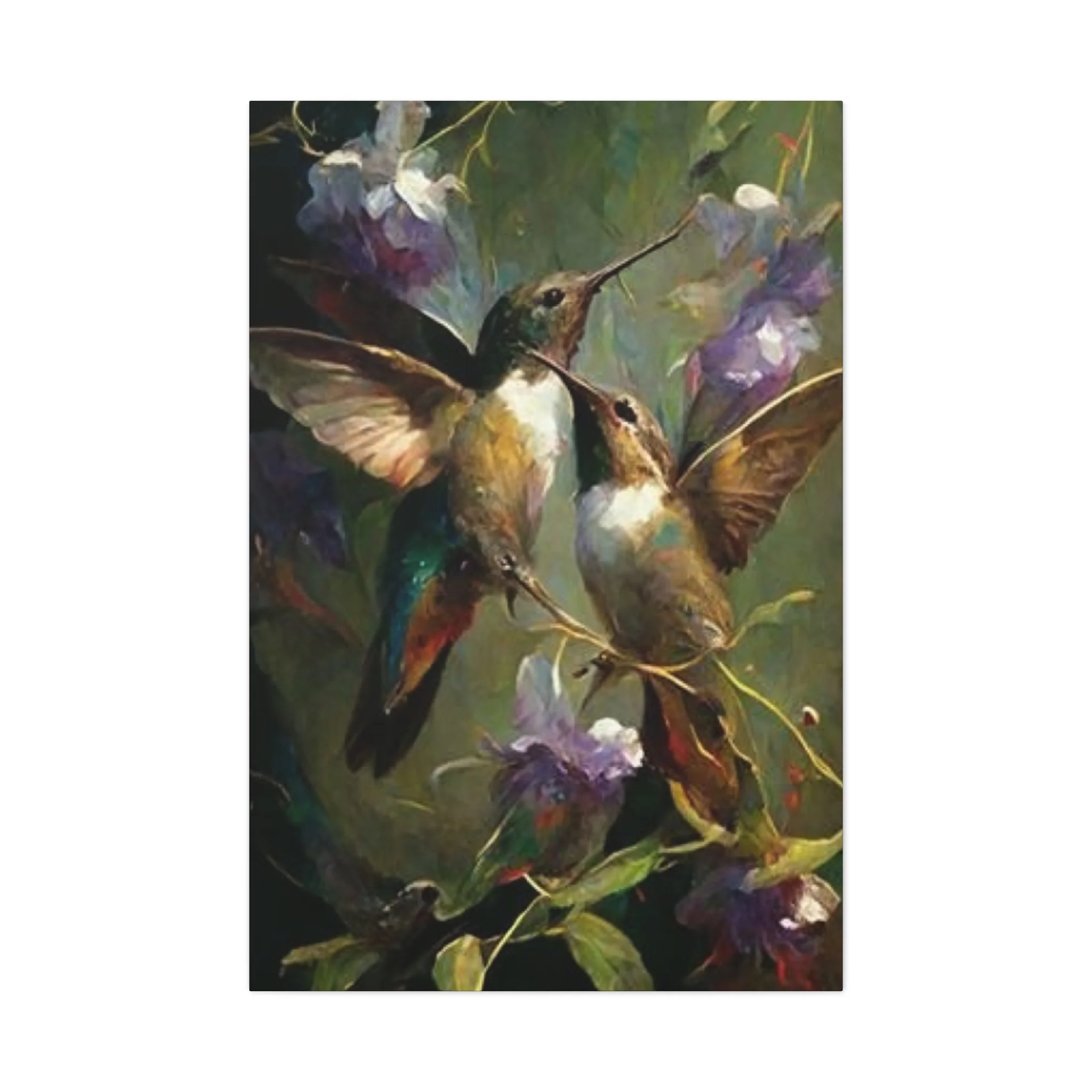 Colorful Humming Bird Couple Painting Wall Art & Canvas Prints - Image 4