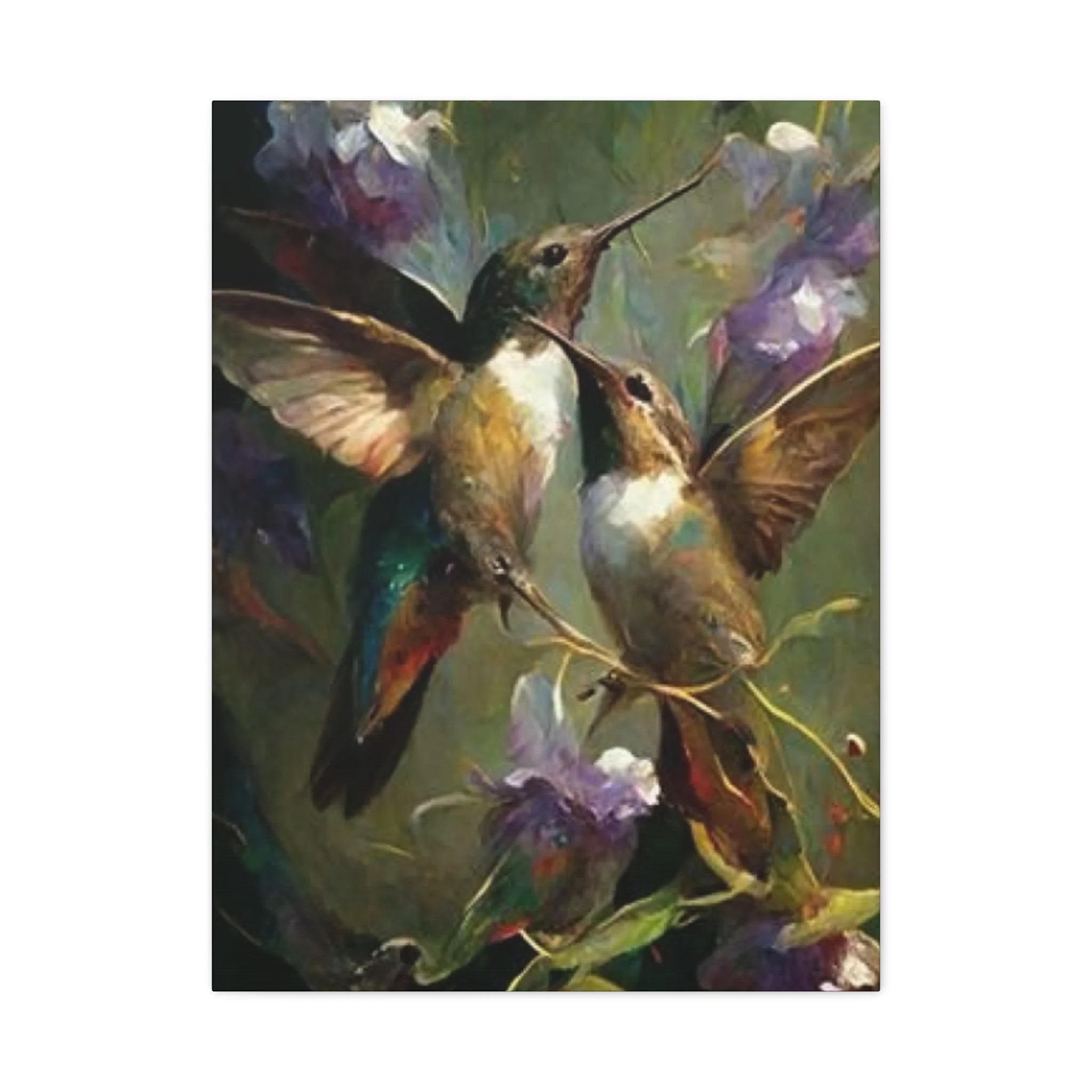 Colorful Humming Bird Couple Painting Wall Art & Canvas Prints - Image 5