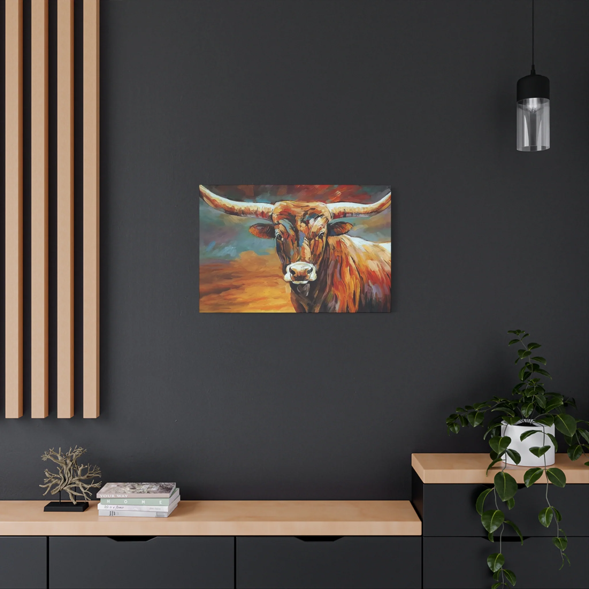 Hairy Bull Long Horns Drawing Wall Art & Canvas Prints - Image 10