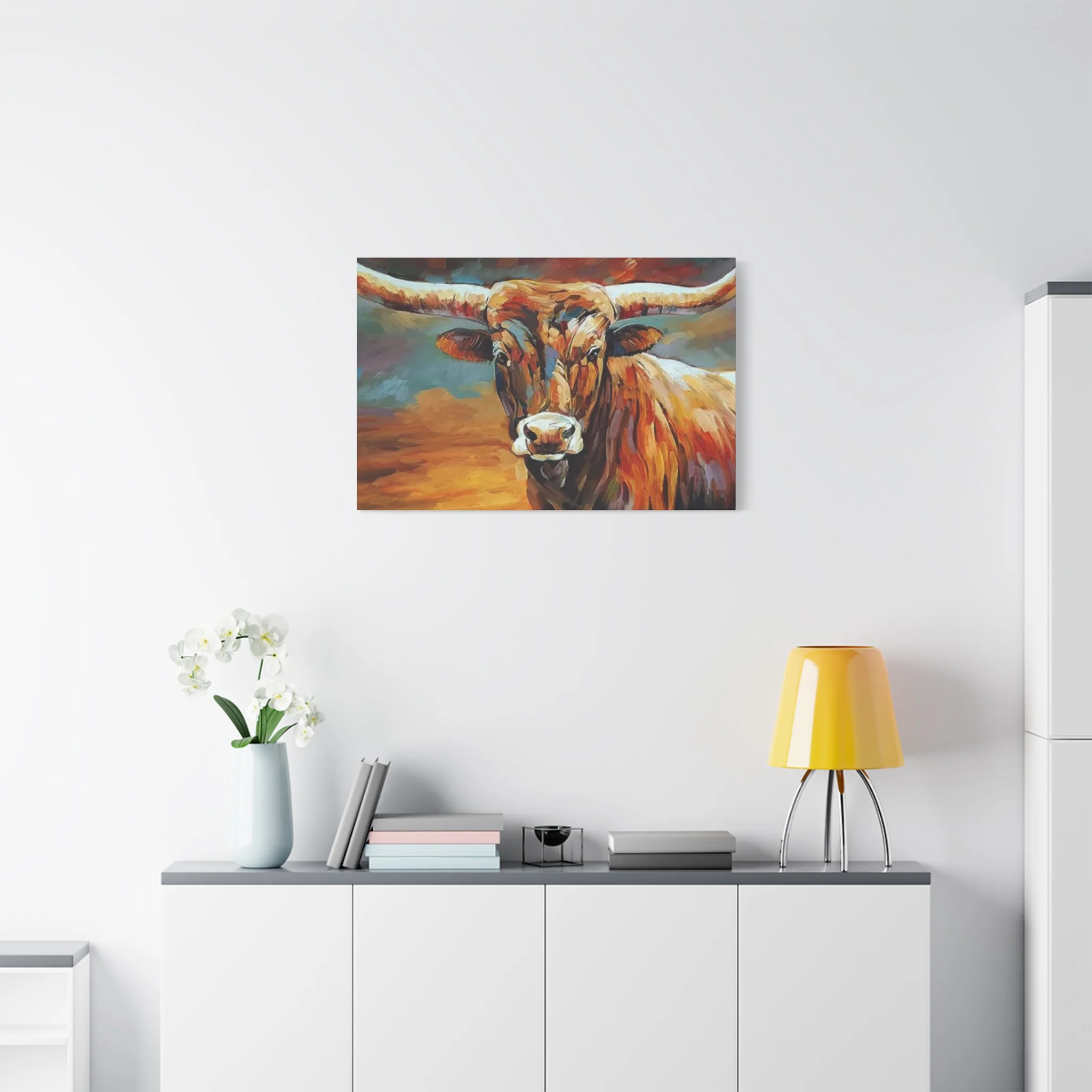 Hairy Bull Long Horns Drawing Wall Art & Canvas Prints - Image 12