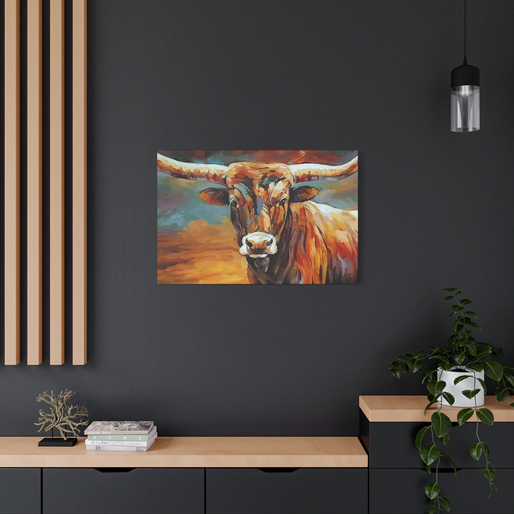 Hairy Bull Long Horns Drawing Wall Art & Canvas Prints - Image 13