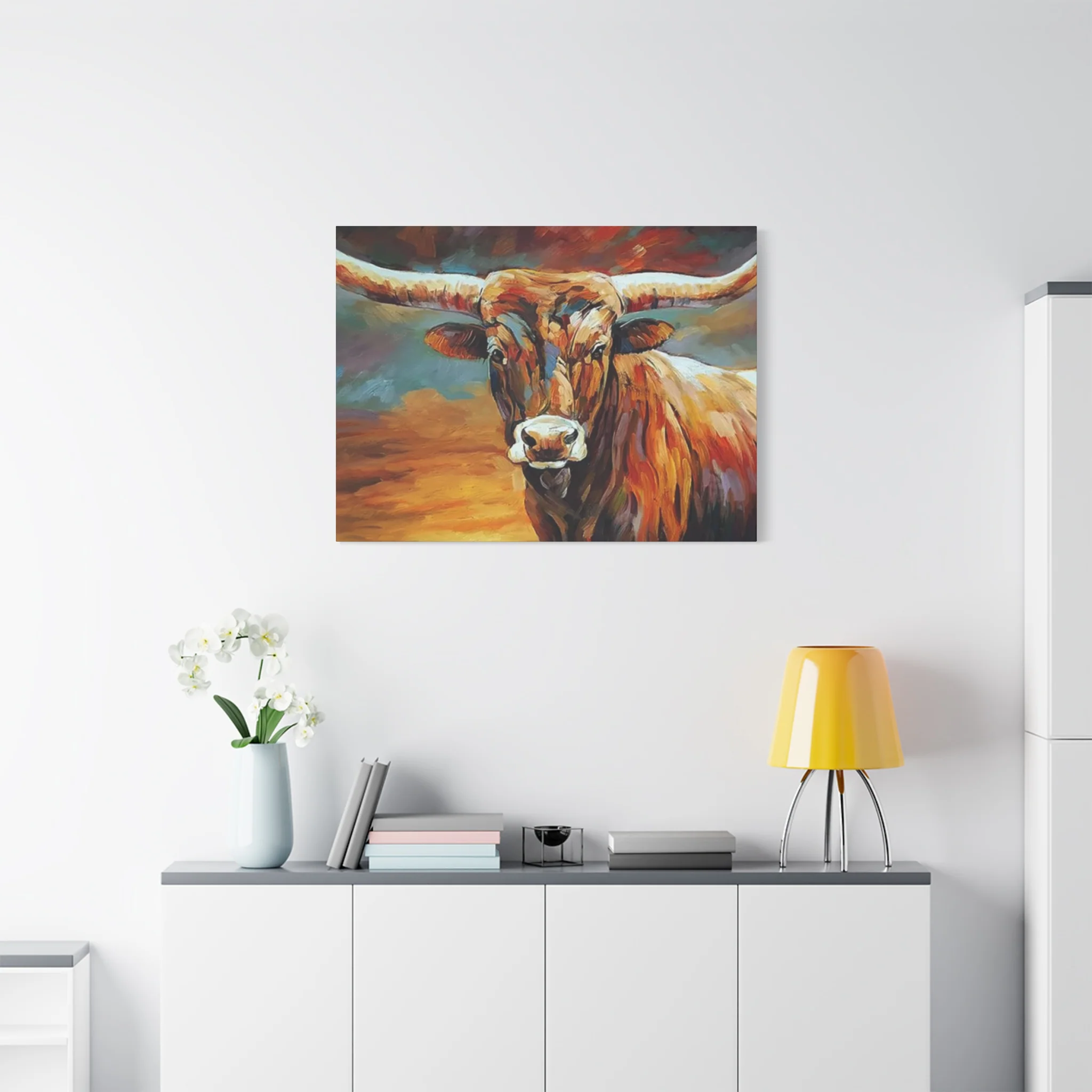 Hairy Bull Long Horns Drawing Wall Art & Canvas Prints - Image 15
