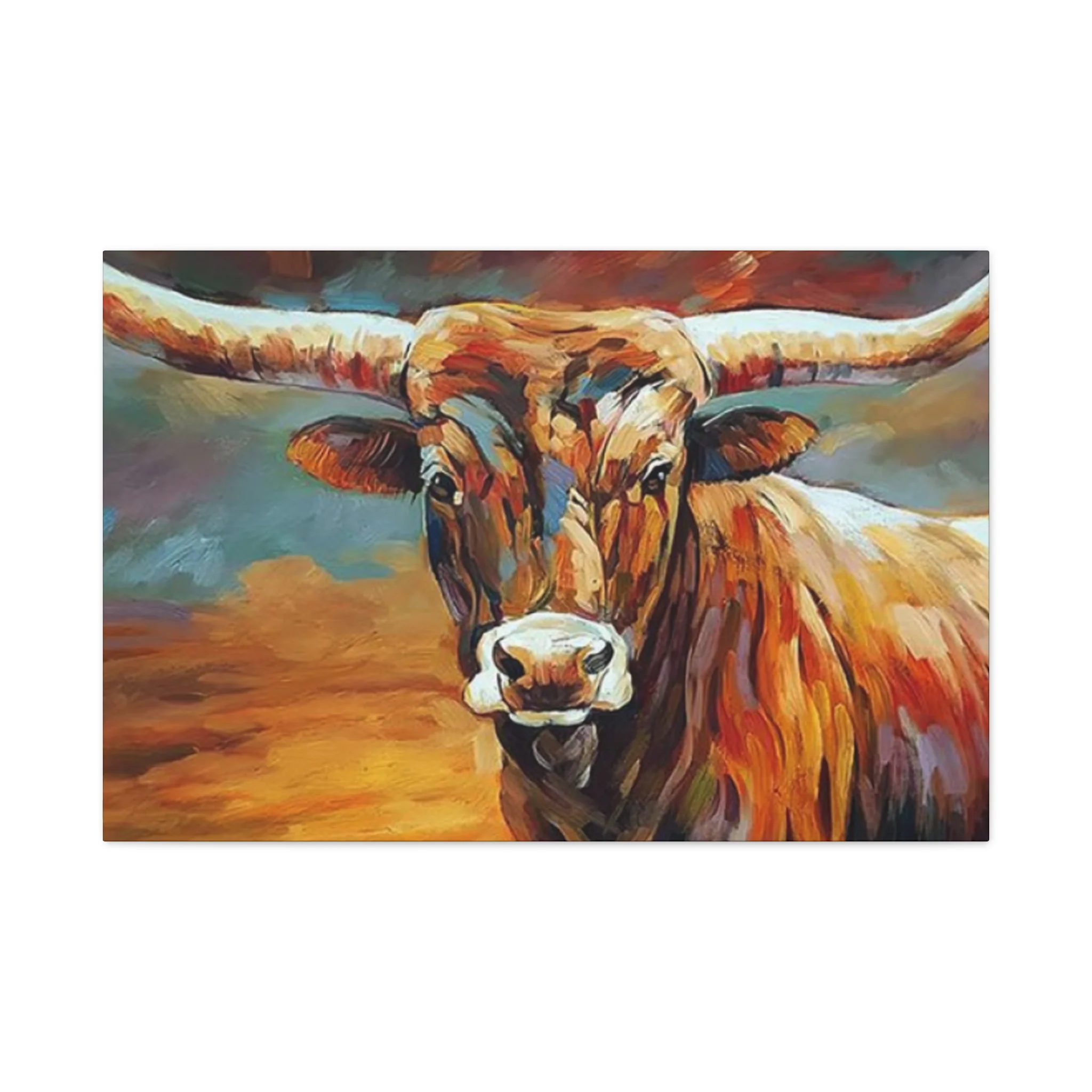Hairy Bull Long Horns Drawing Wall Art & Canvas Prints - Image 3