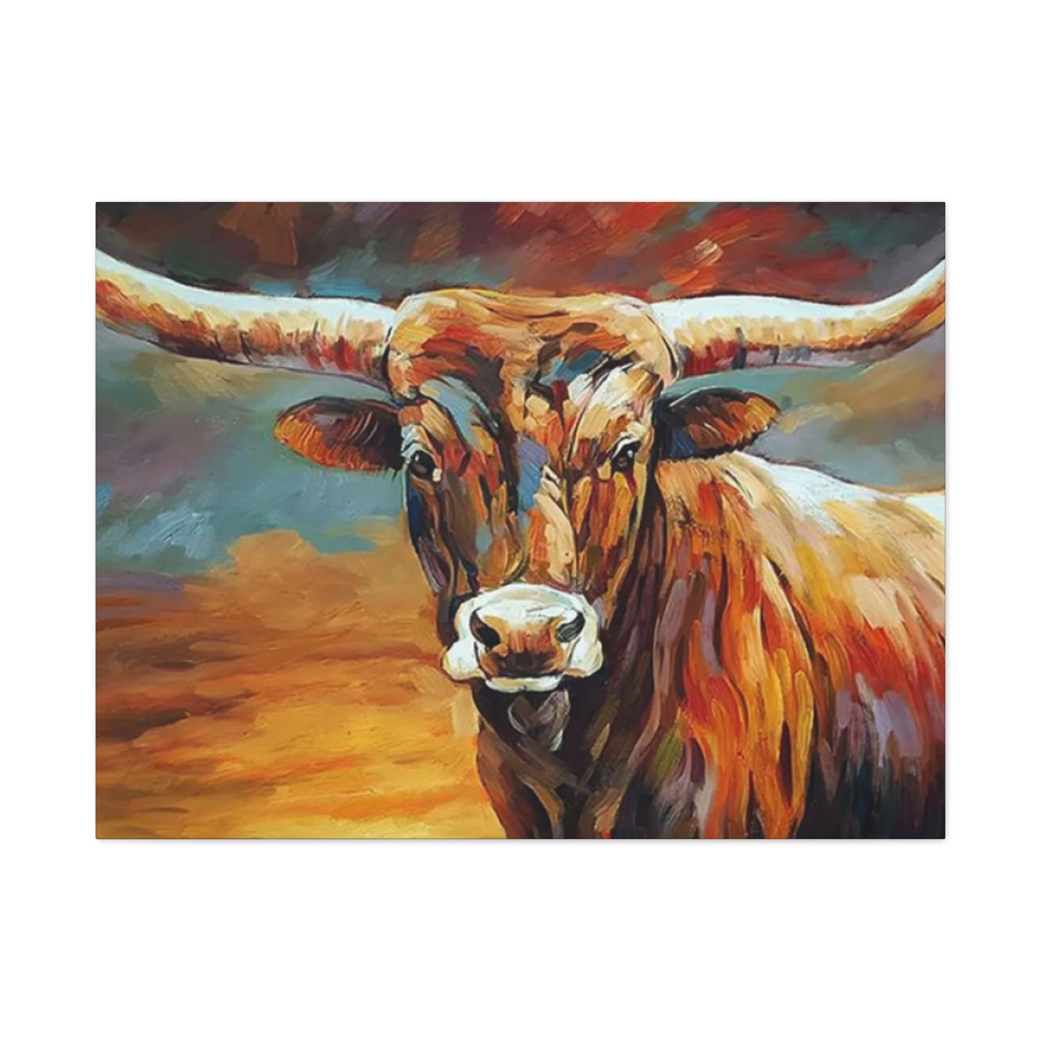 Hairy Bull Long Horns Drawing Wall Art & Canvas Prints - Image 4