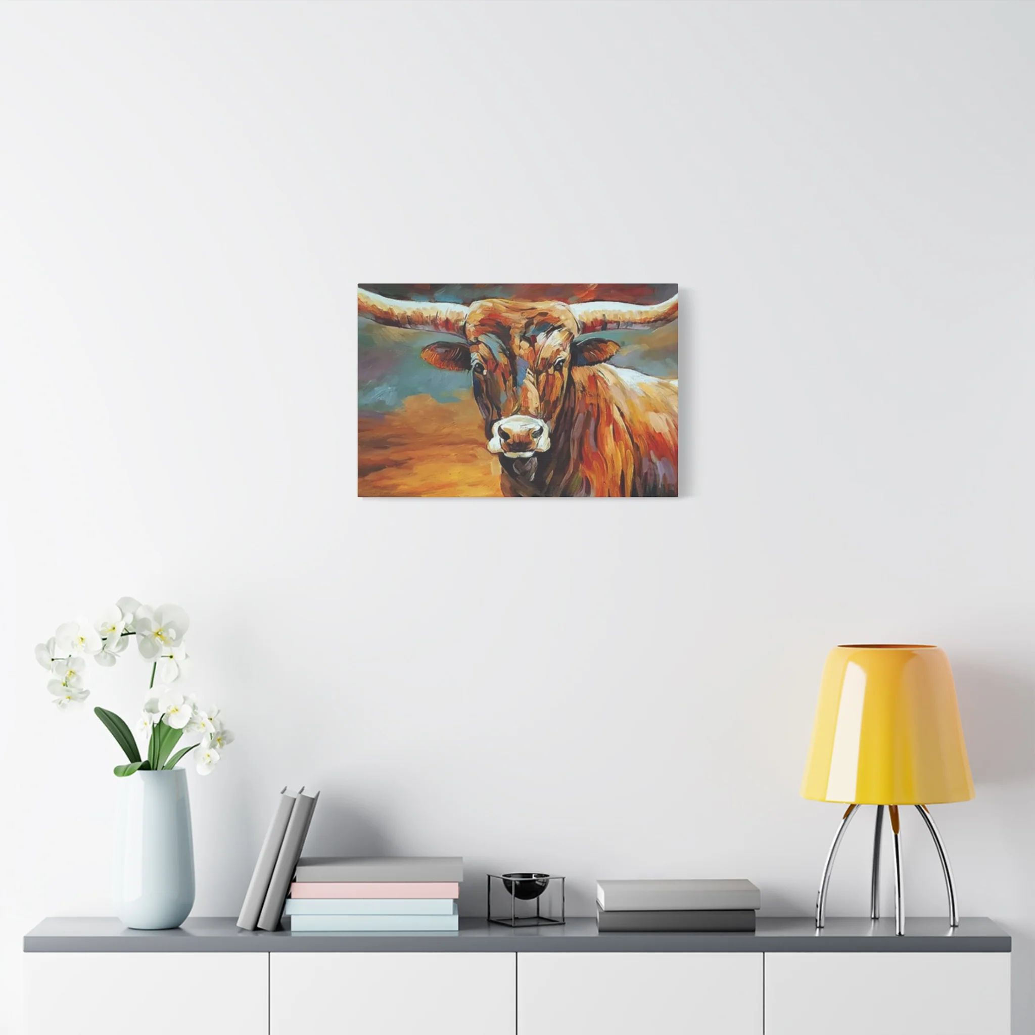 Hairy Bull Long Horns Drawing Wall Art & Canvas Prints - Image 6