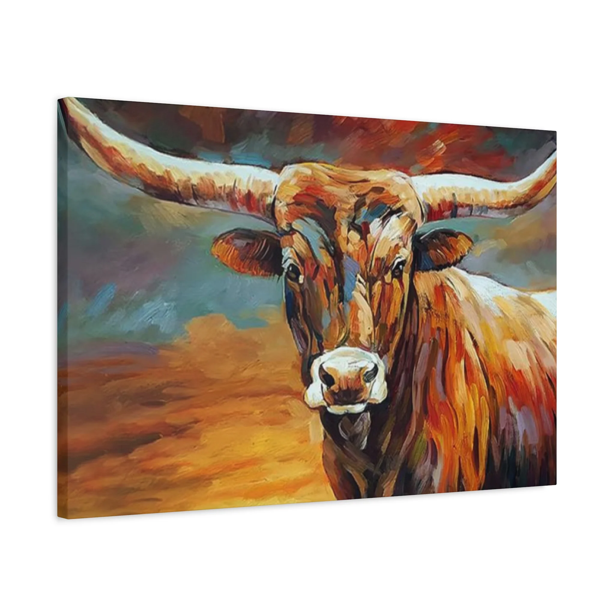 Hairy Bull Long Horns Drawing Wall Art & Canvas Prints - Image 8