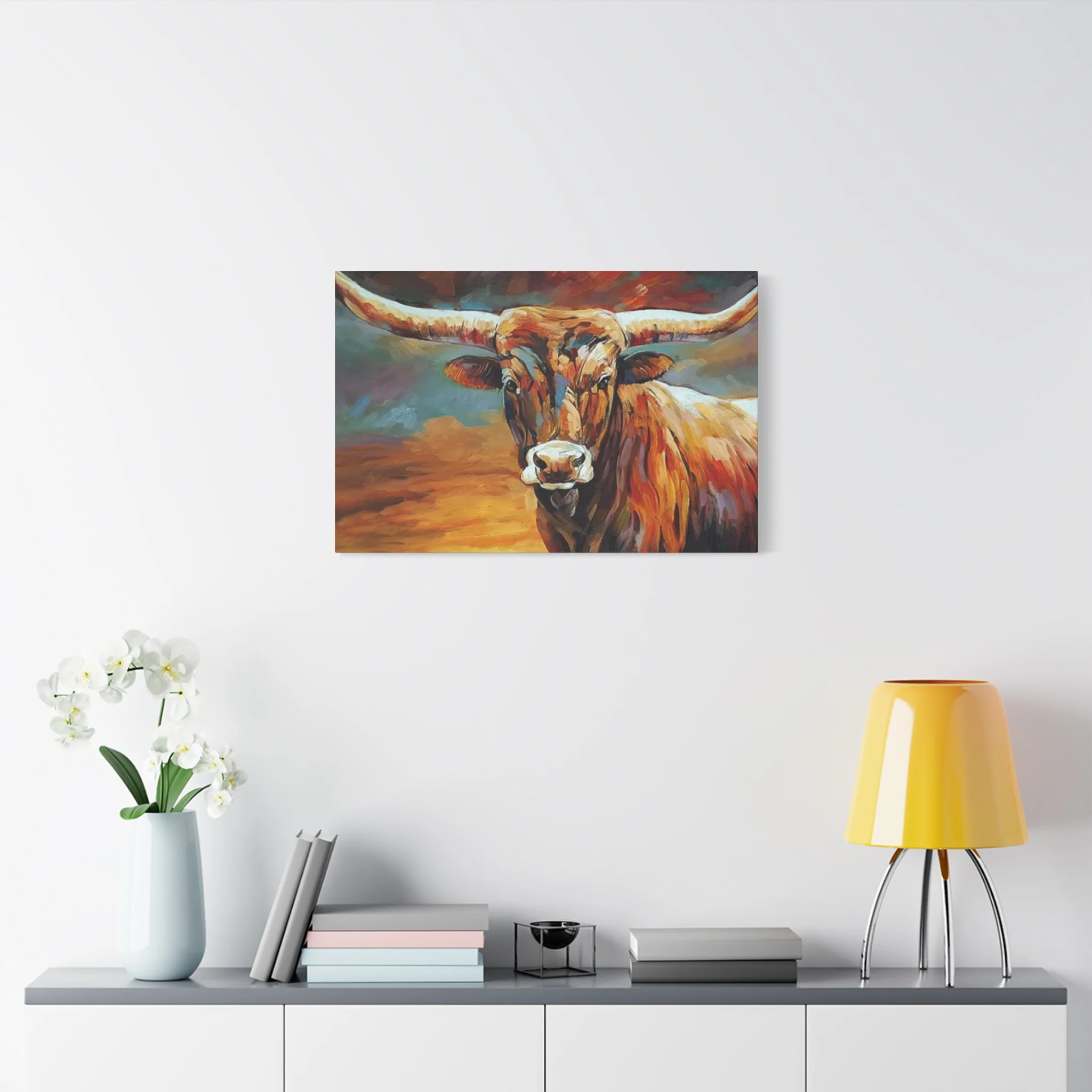 Hairy Bull Long Horns Drawing Wall Art & Canvas Prints - Image 9