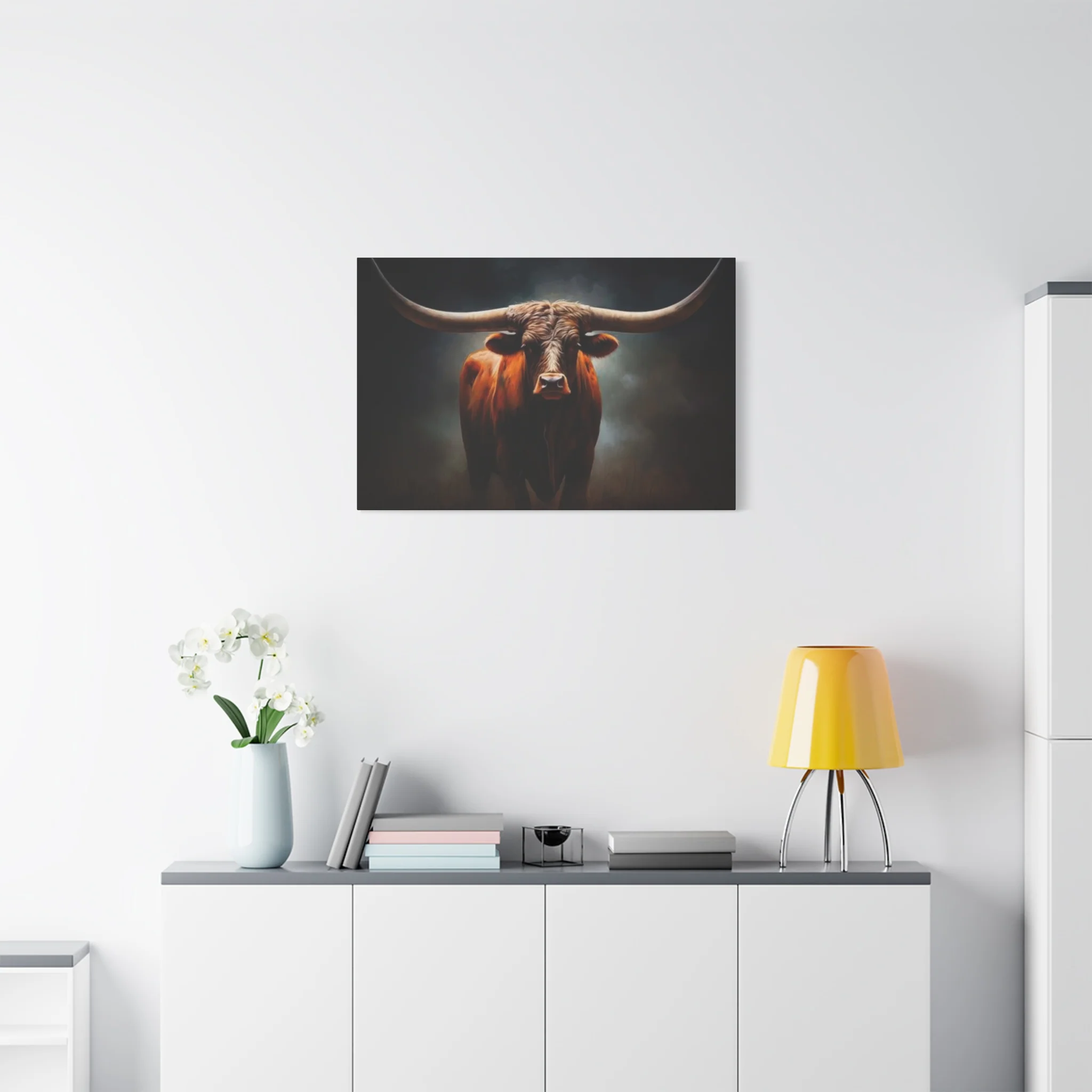 Hairy Bull Straight Long Horns Wall Art & Canvas Prints - Image 12