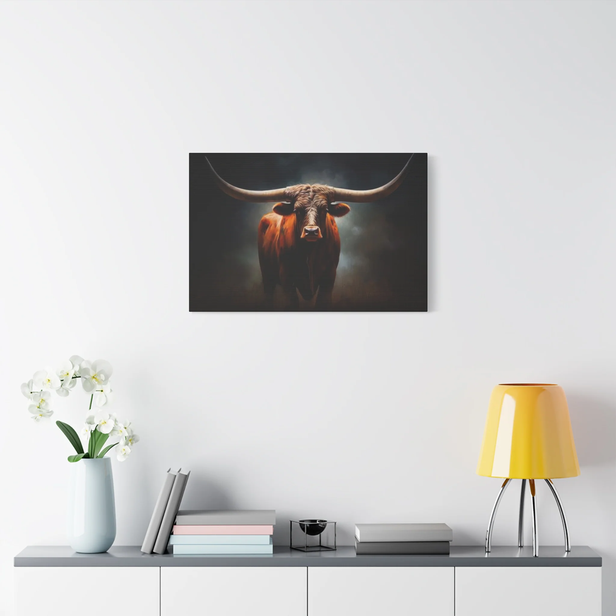 Hairy Bull Straight Long Horns Wall Art & Canvas Prints - Image 9