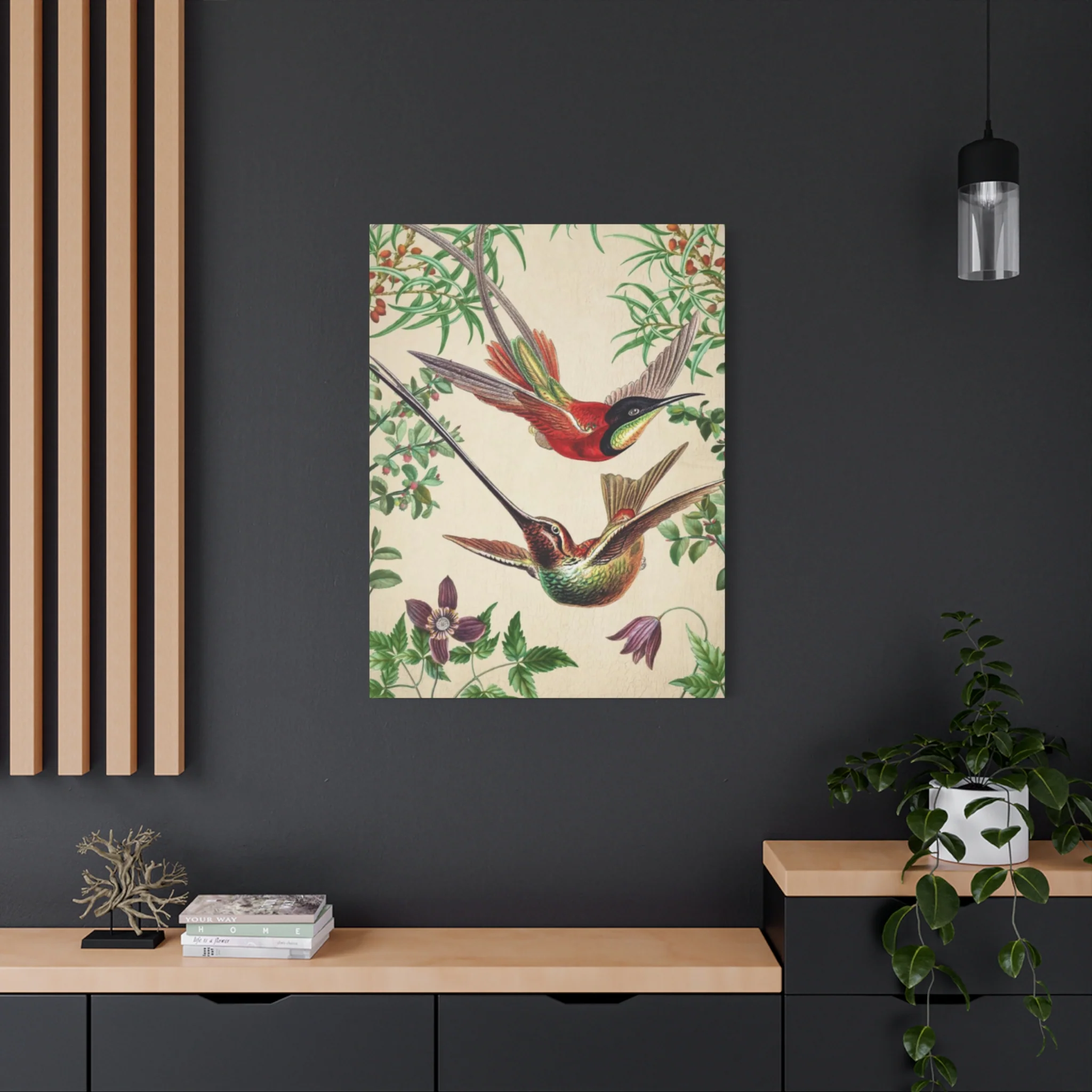 Humming Bird Couple Candid Painting Wall Art & Canvas Prints - Image 13
