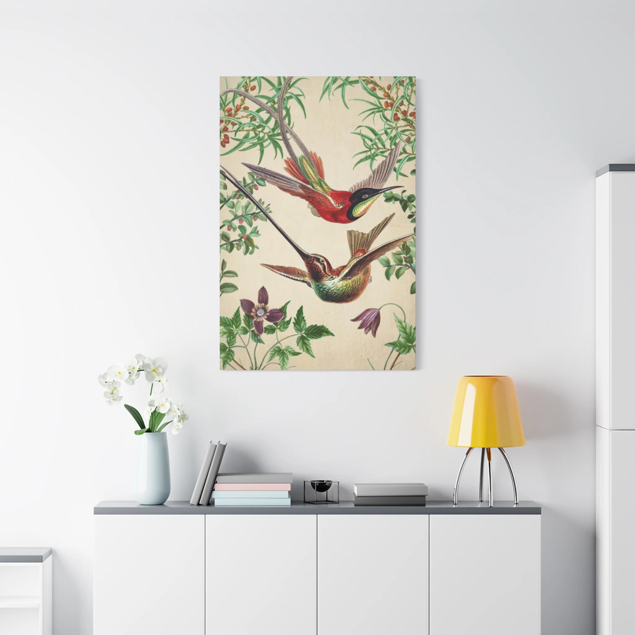 Humming Bird Couple Candid Painting Wall Art & Canvas Prints - Image 15