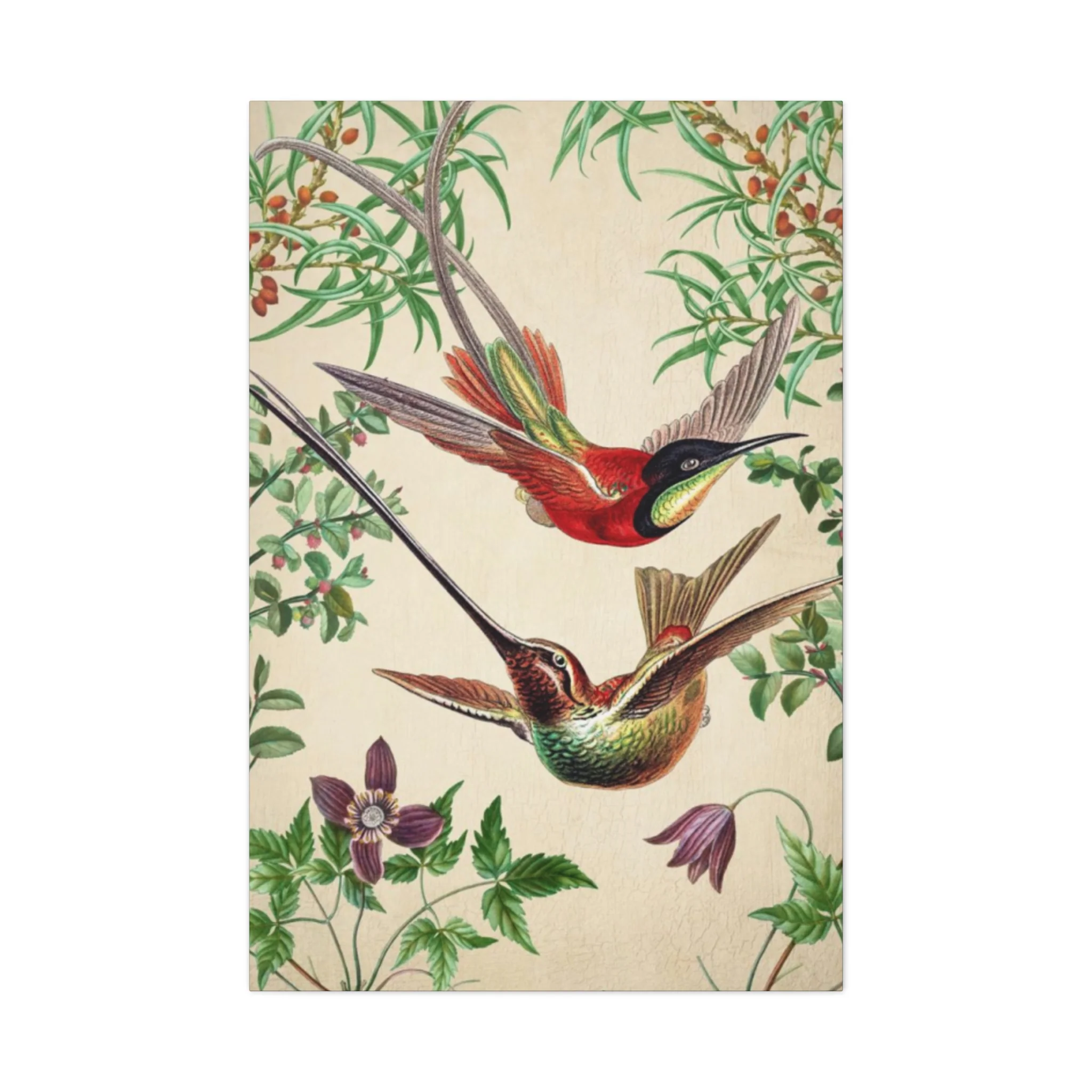 Humming Bird Couple Candid Painting Wall Art & Canvas Prints - Image 4