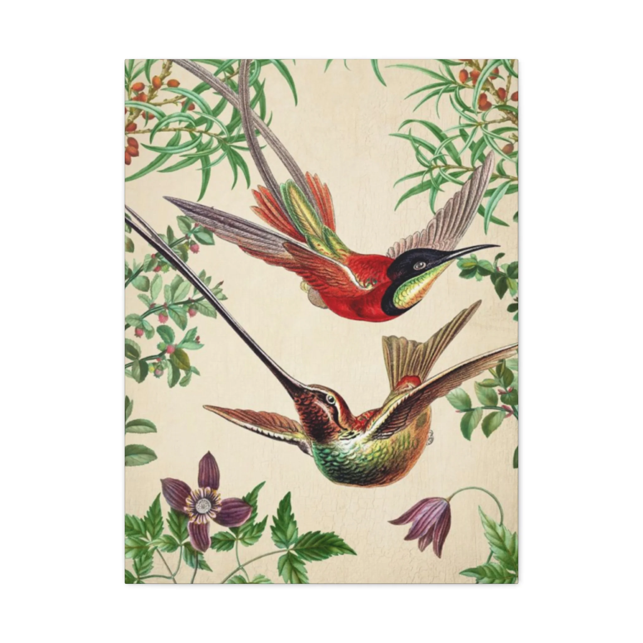 Humming Bird Couple Candid Painting Wall Art & Canvas Prints - Image 5
