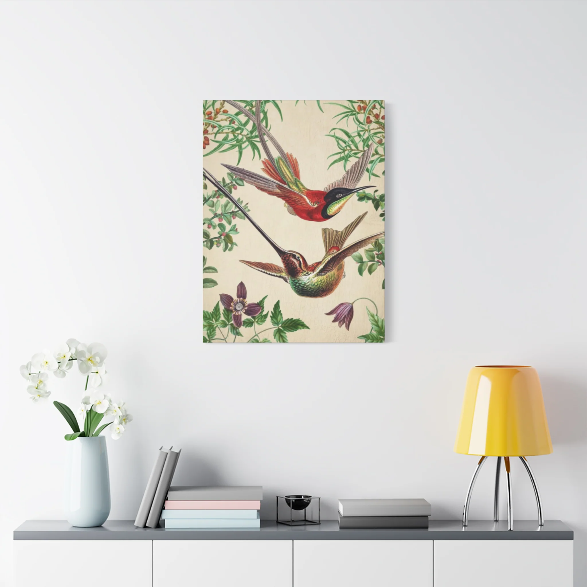 Humming Bird Couple Candid Painting Wall Art & Canvas Prints - Image 6