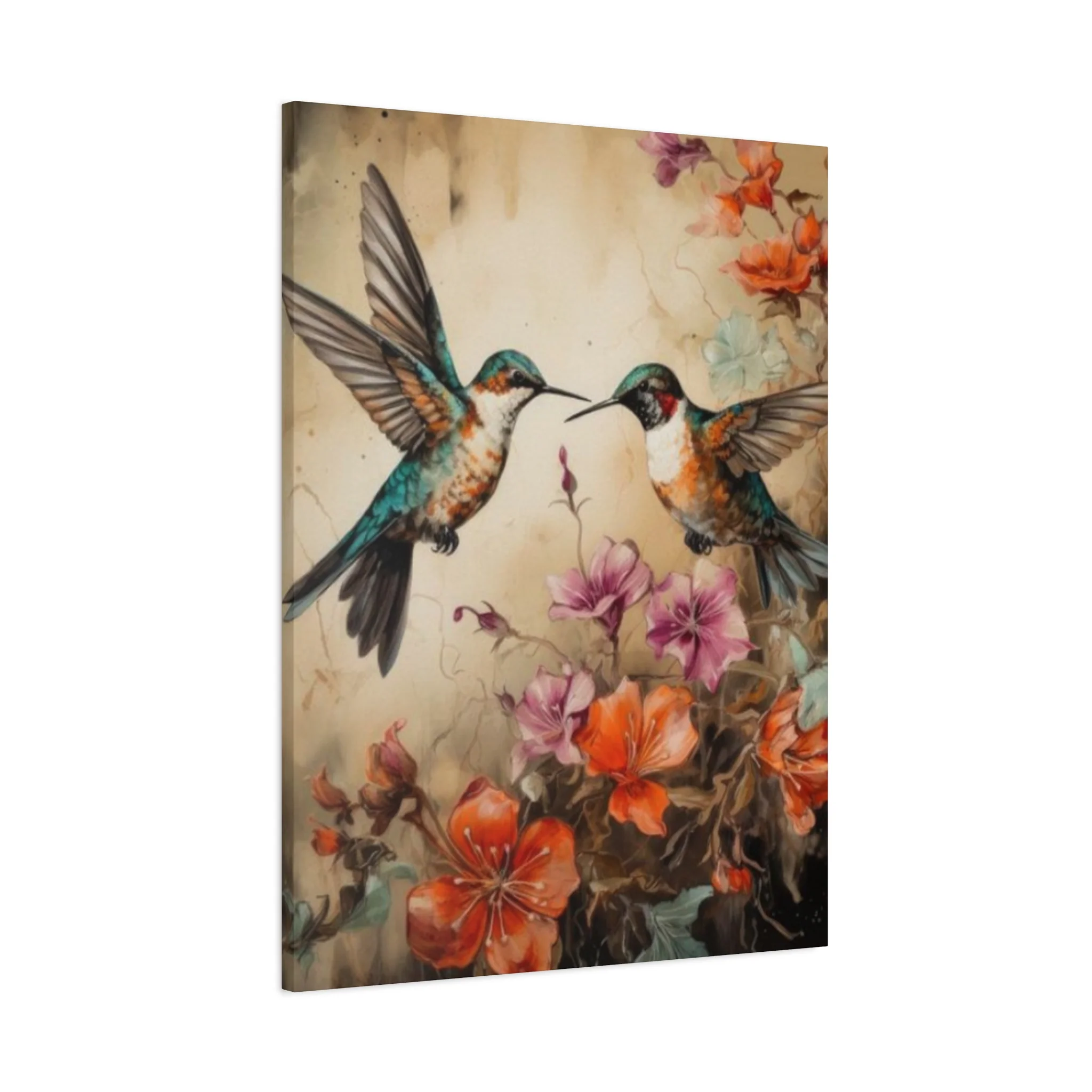 Humming Bird Couple Painting Wall Art & Canvas Prints - Image 11