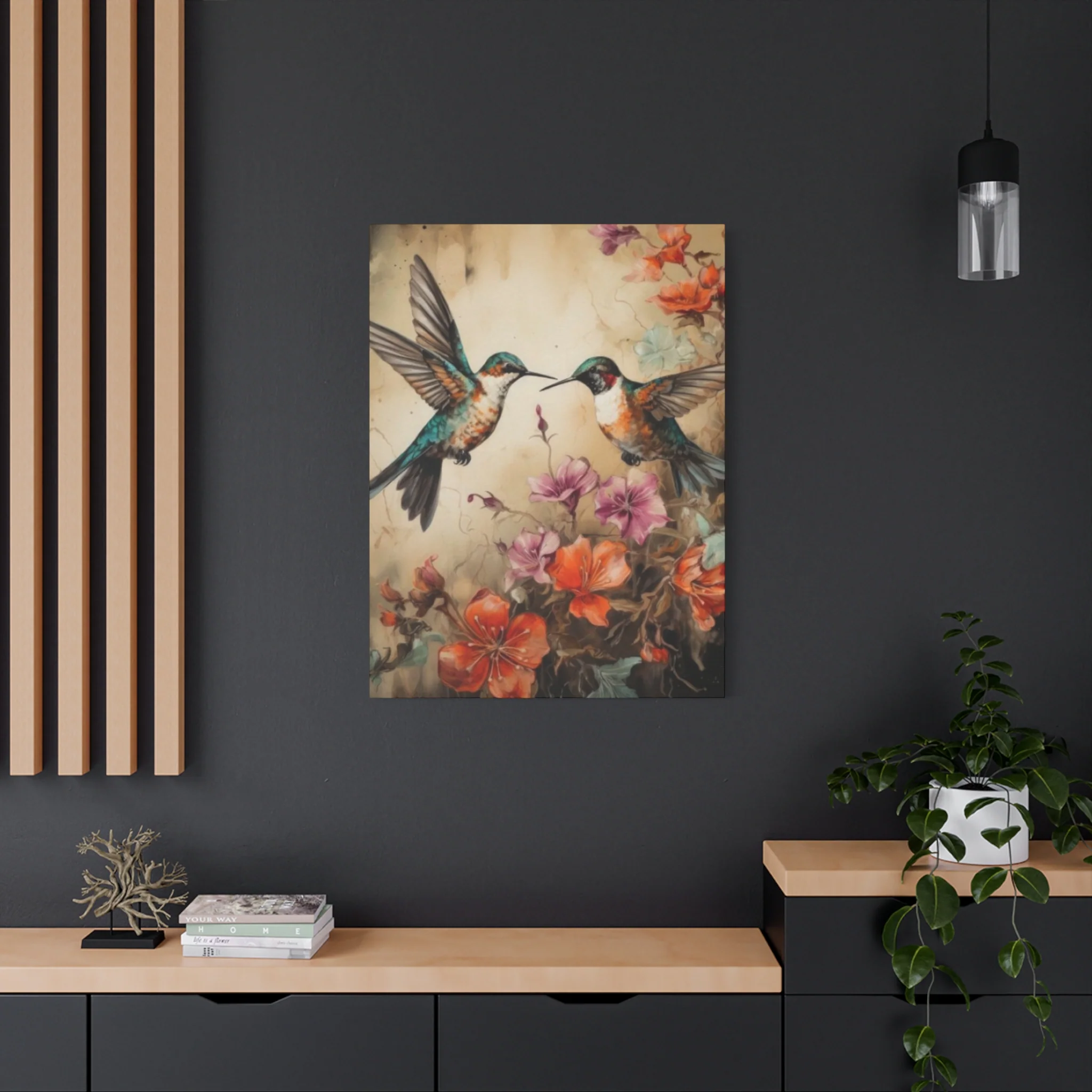 Humming Bird Couple Painting Wall Art & Canvas Prints - Image 13