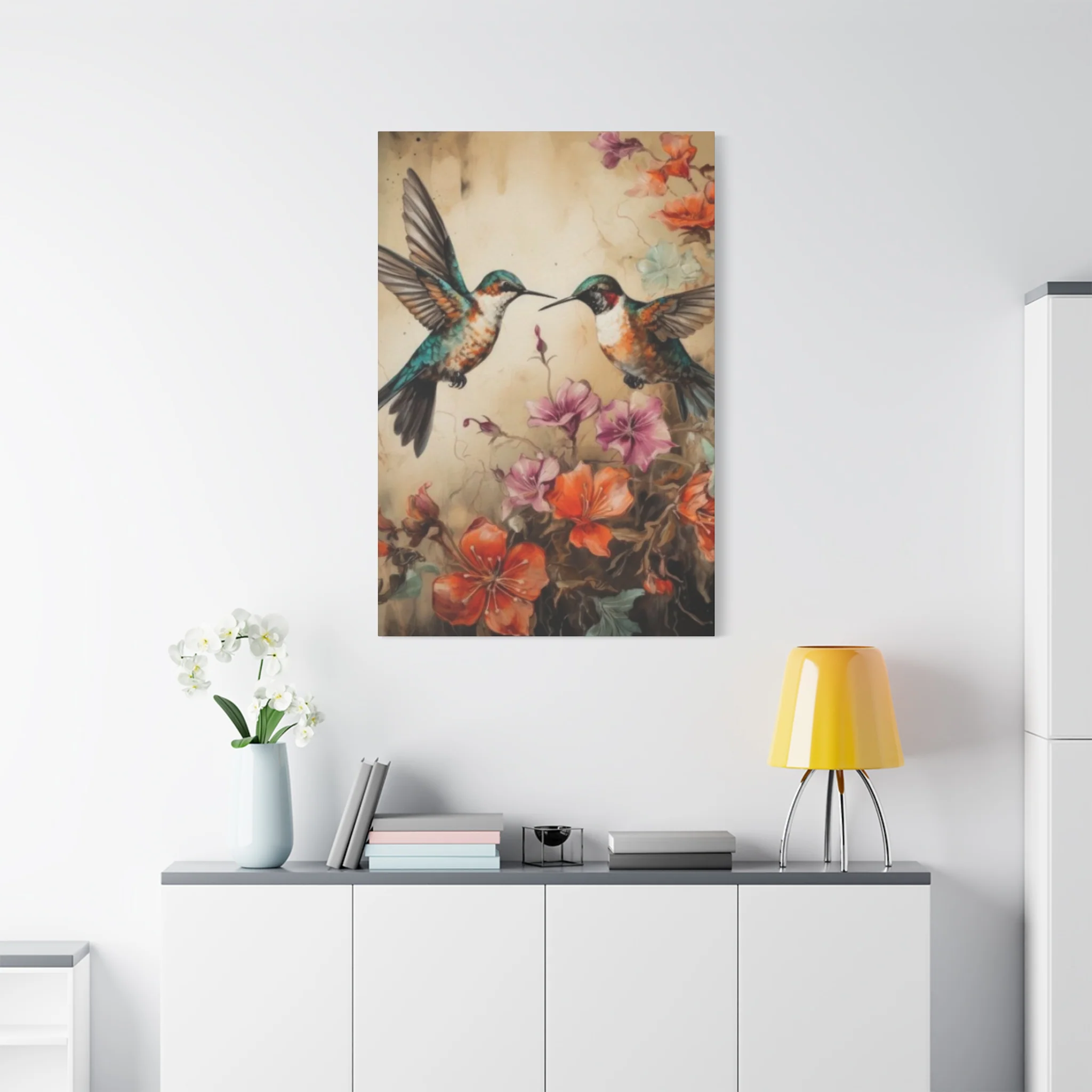 Humming Bird Couple Painting Wall Art & Canvas Prints - Image 15