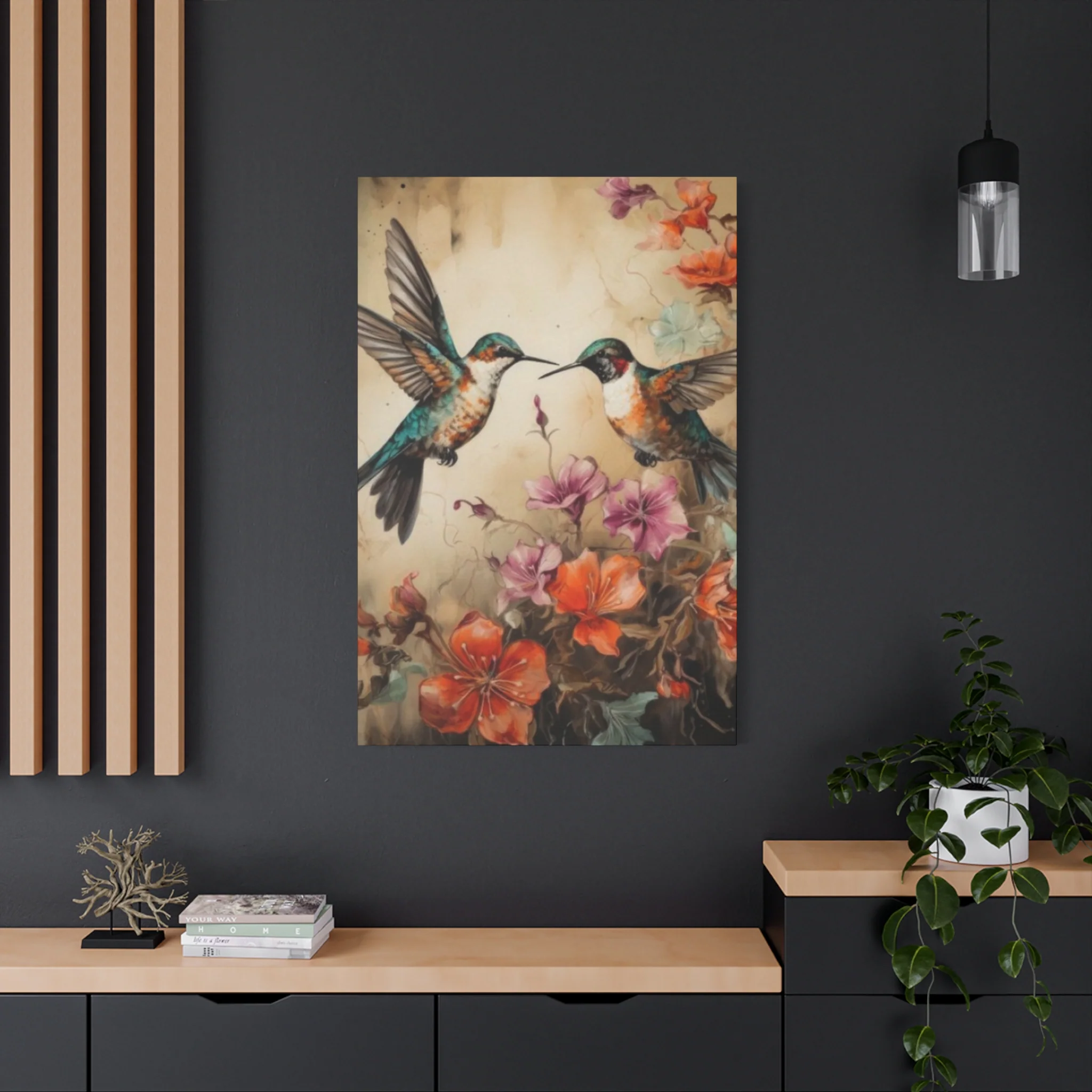 Humming Bird Couple Painting Wall Art & Canvas Prints - Image 16