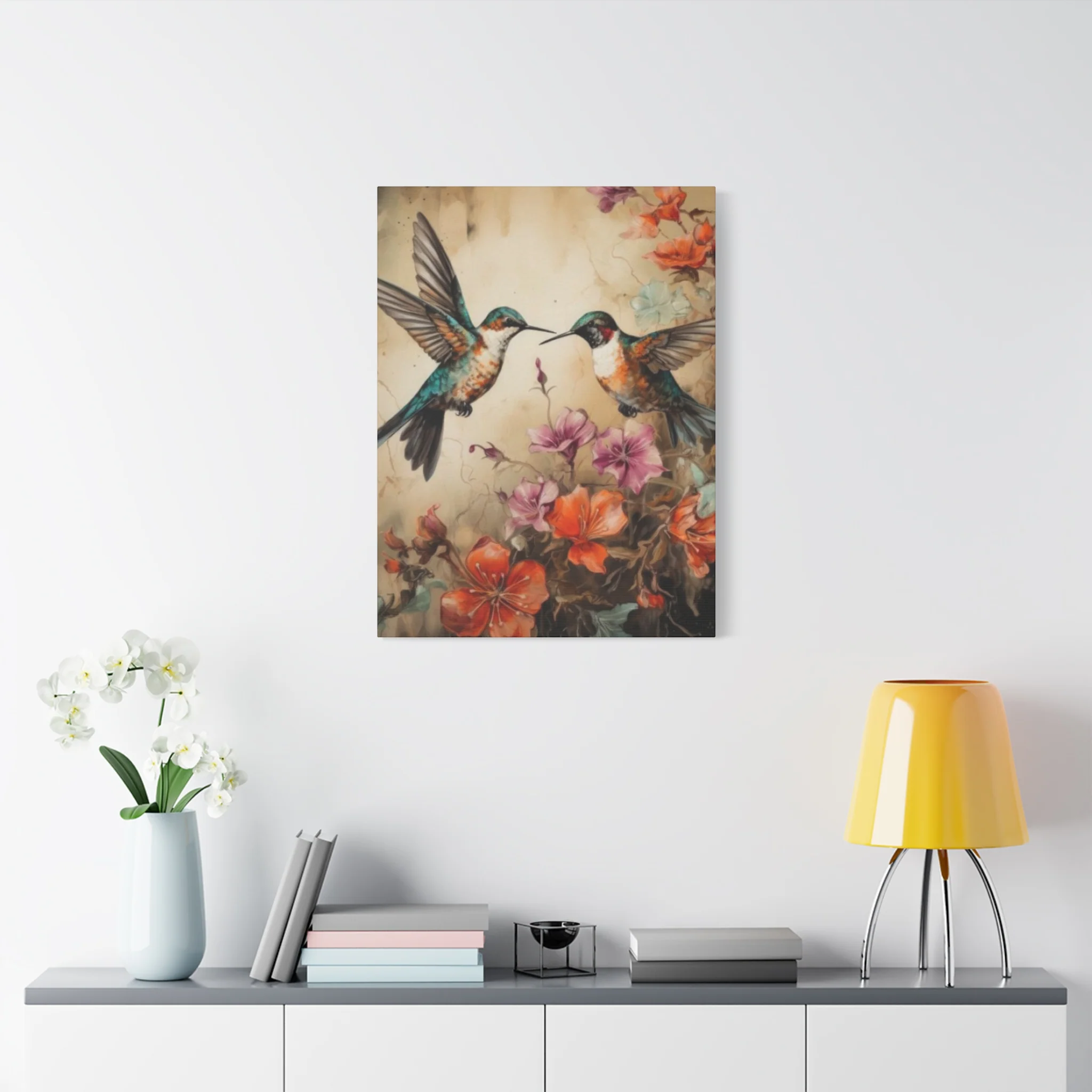 Humming Bird Couple Painting Wall Art & Canvas Prints - Image 6