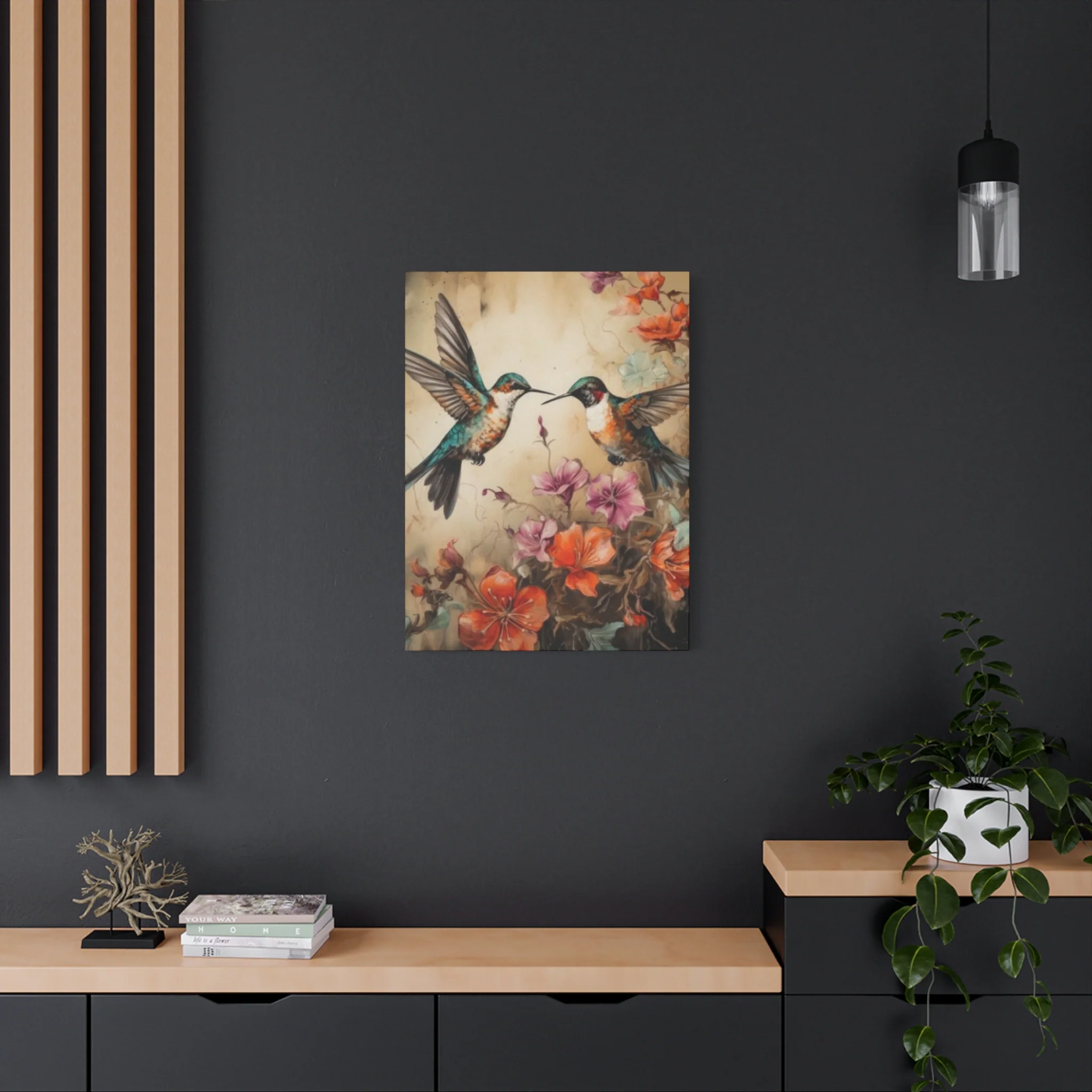 Humming Bird Couple Painting Wall Art & Canvas Prints - Image 7