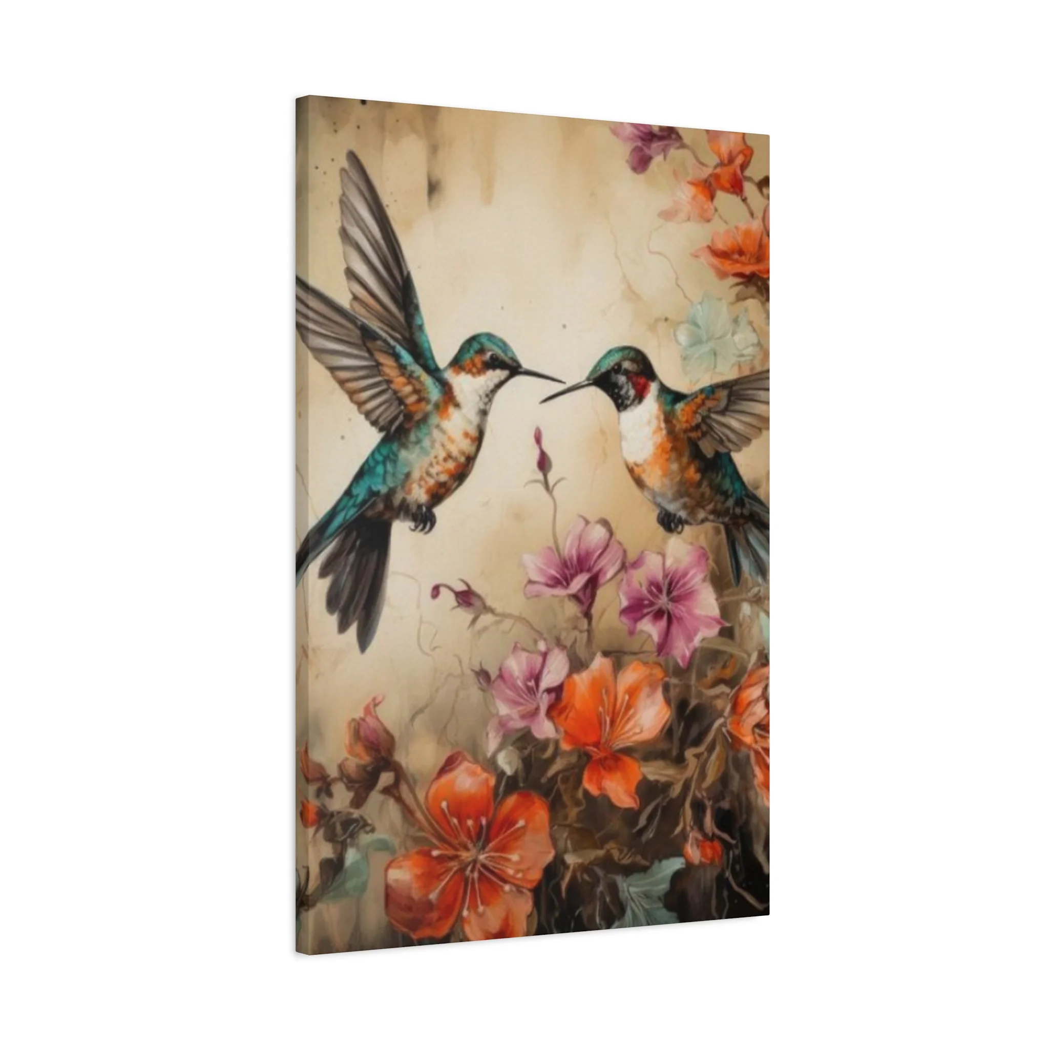 Humming Bird Couple Painting Wall Art & Canvas Prints - Image 8