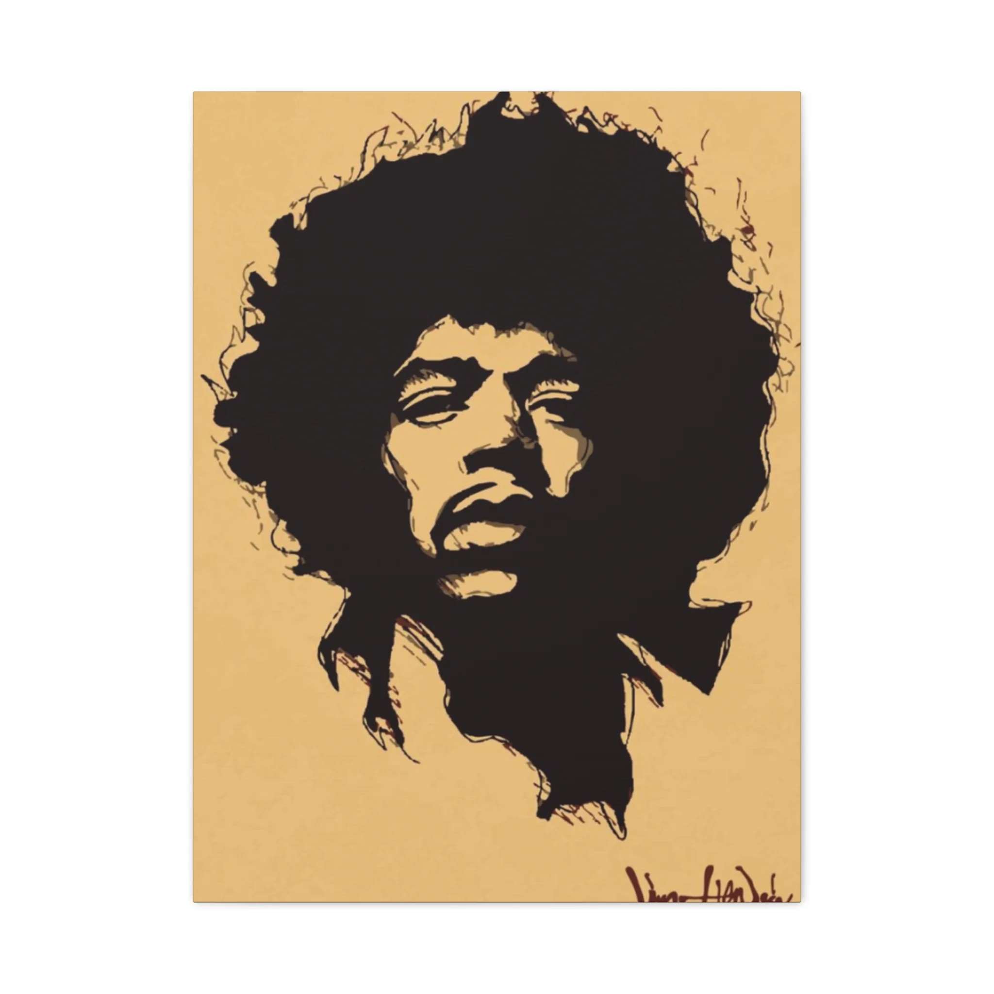 Jimi Hendrix Brown Poster Wall Art & Canvas Prints - Image 5