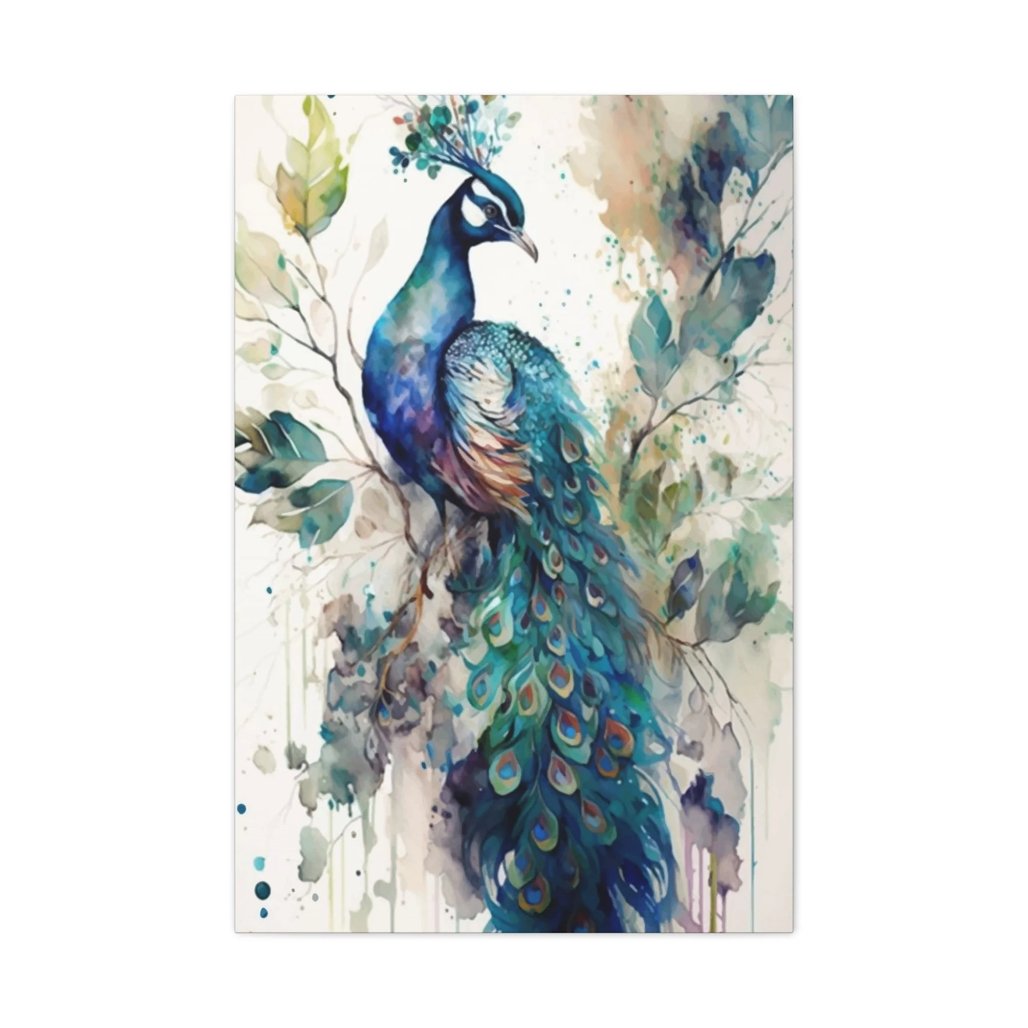 Peacock on branch Wall Art & Canvas Prints - Image 3