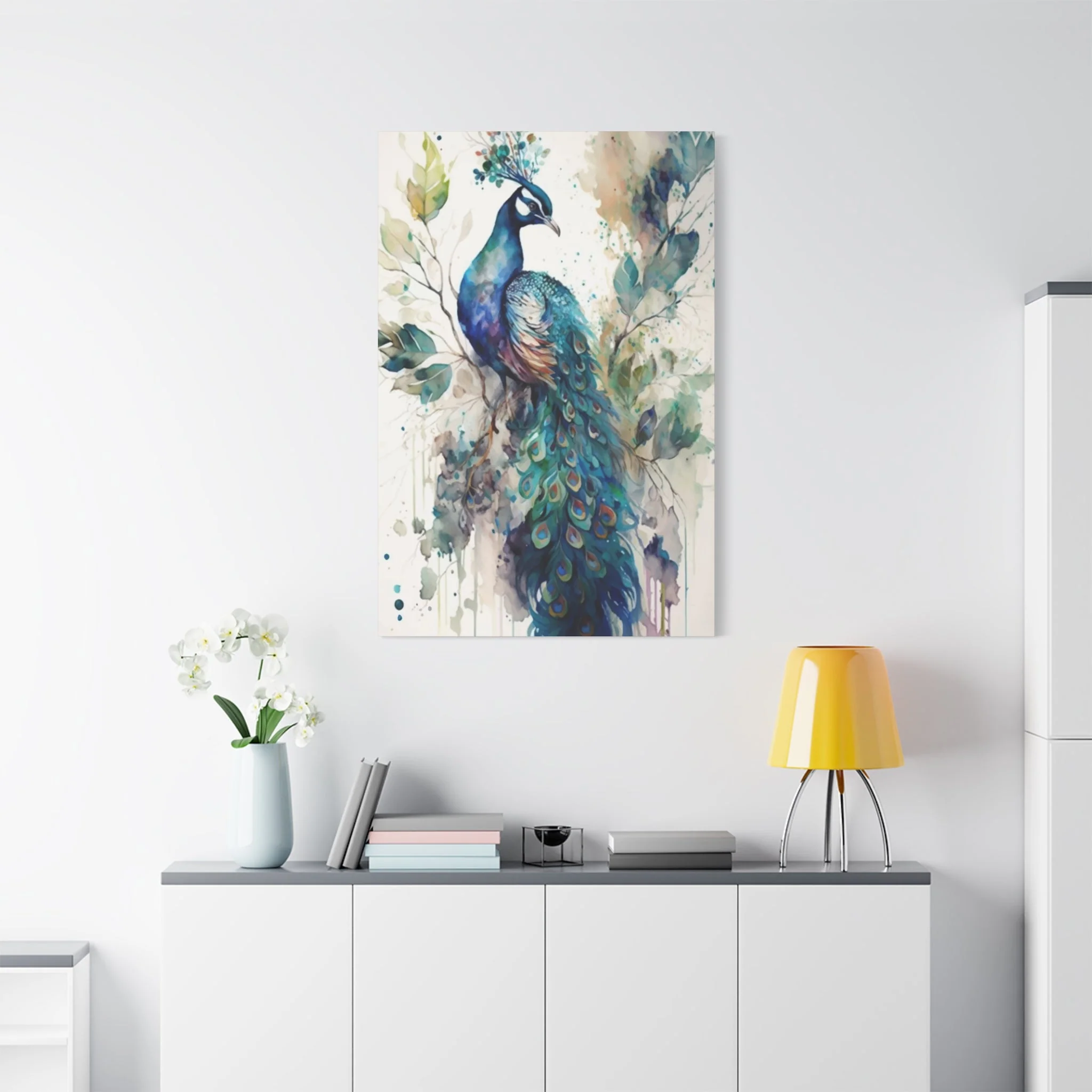 Peacock on branch Wall Art & Canvas Prints - Image 7