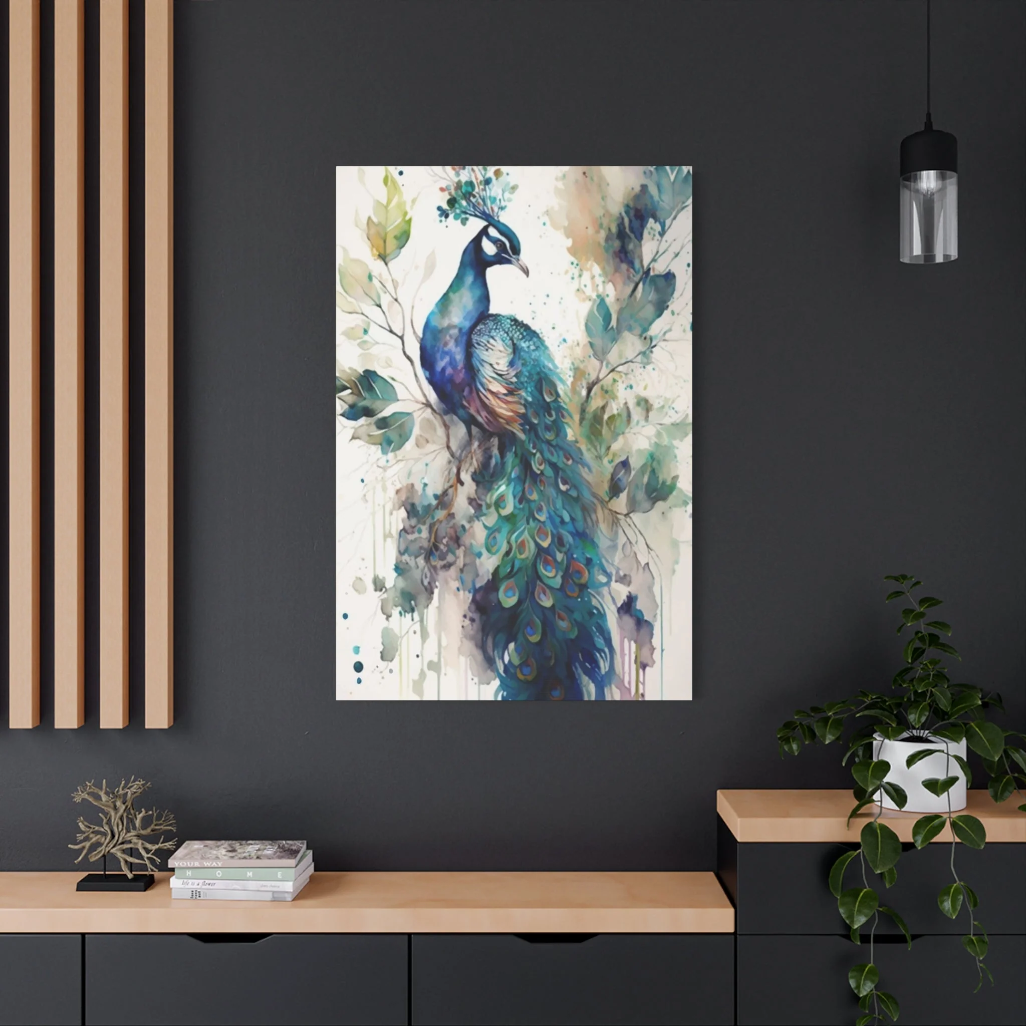 Peacock on branch Wall Art & Canvas Prints - Image 8